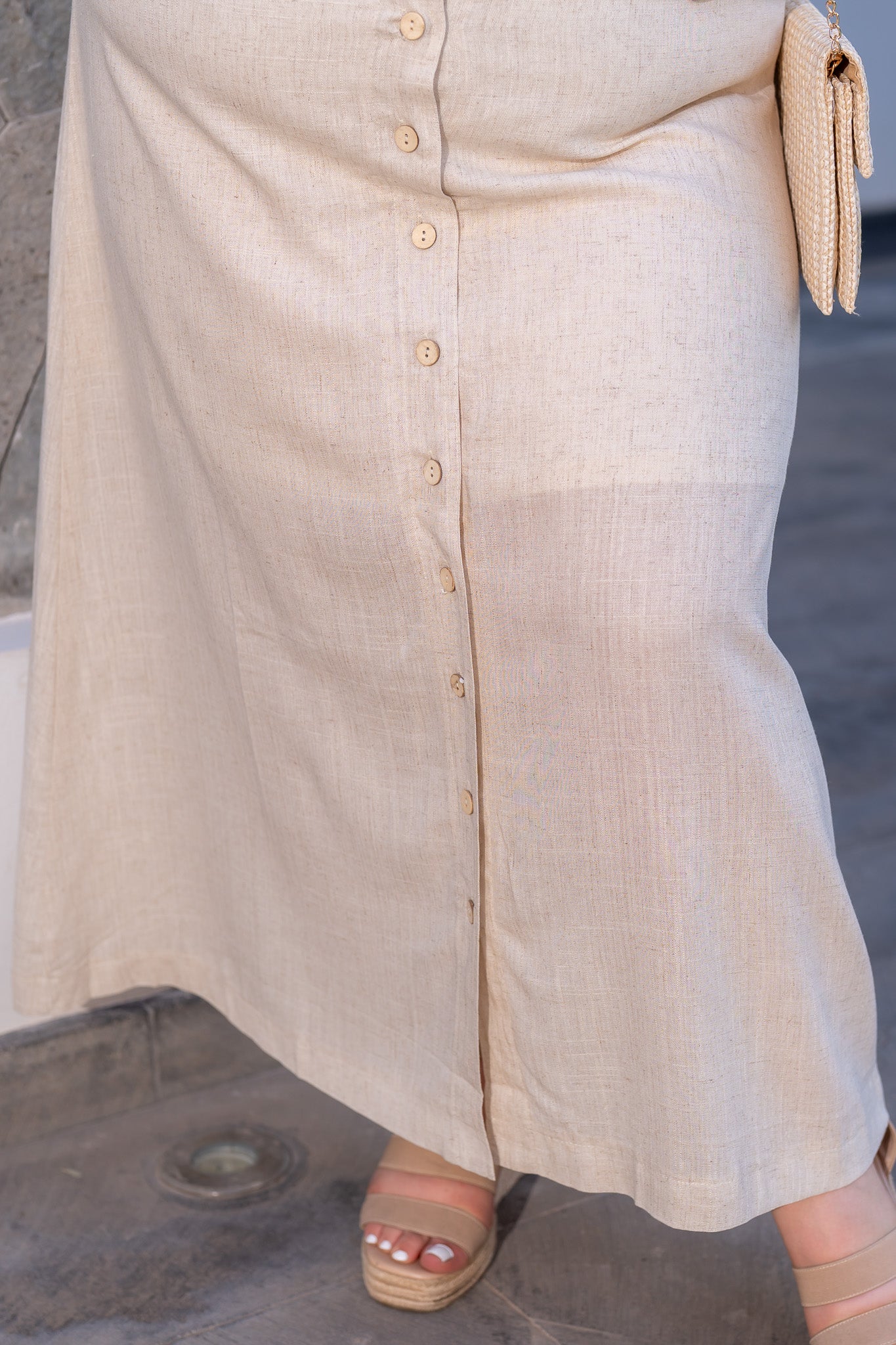 Falda lino linea A bei