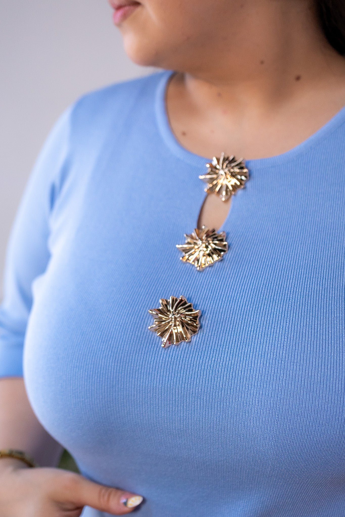 Maxi vestido punto c/botones azul