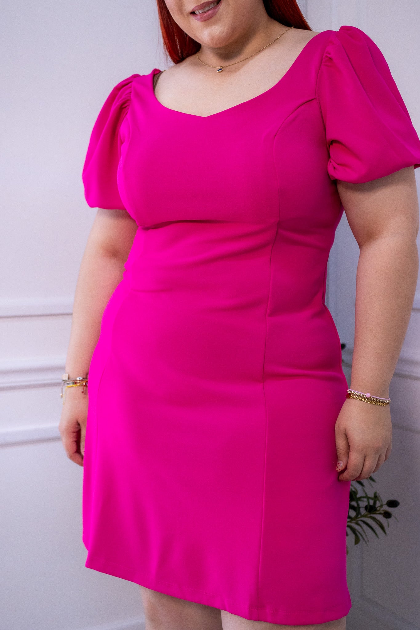 Vestido liso linea A rosa