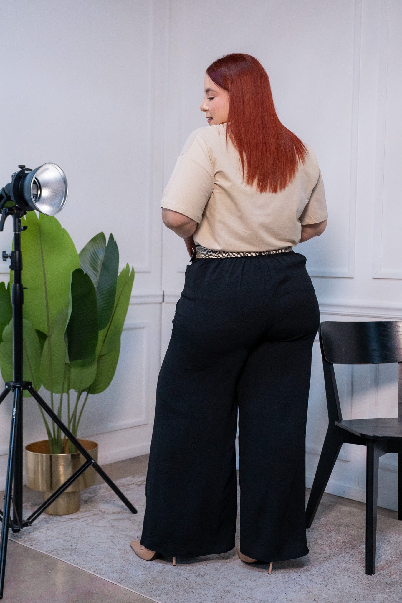 Pantalon casual holgado cinturaelastica y bolsillos para oficina, playa. Incluye cinto