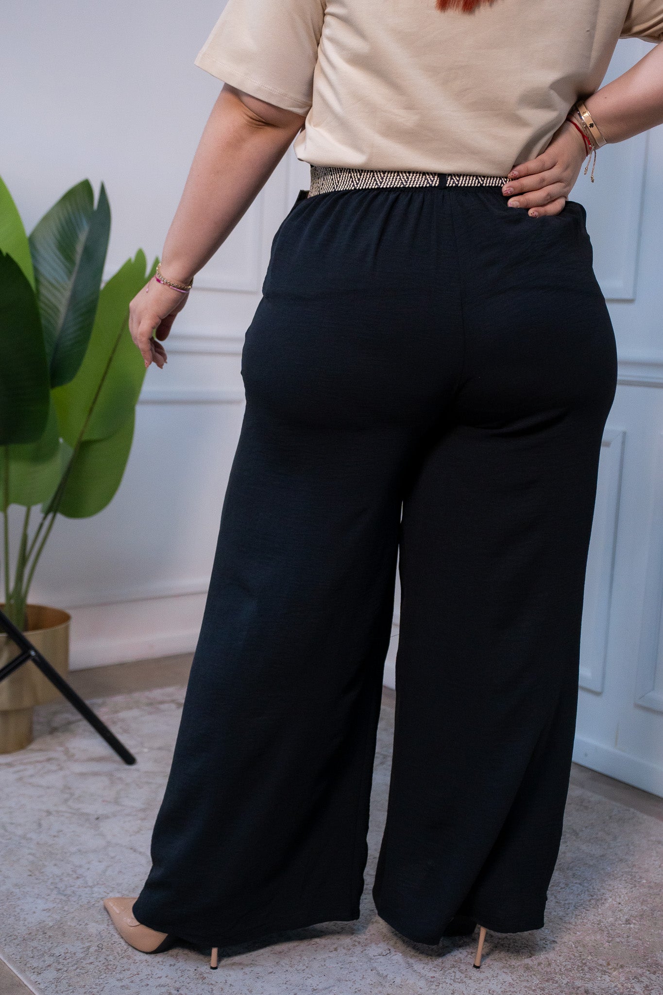 Pantalon casual holgado cinturaelastica y bolsillos para oficina, playa. Incluye cinto