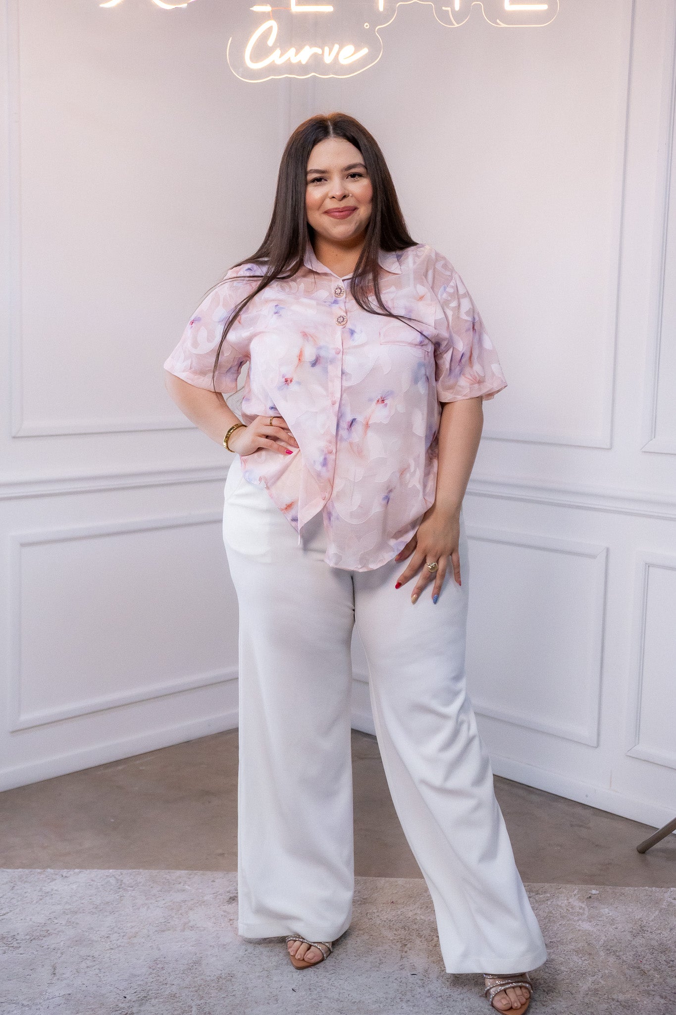 Pantalón Palazzo Blanco Curvy con Cinturón de Lazo | Tiro Alto