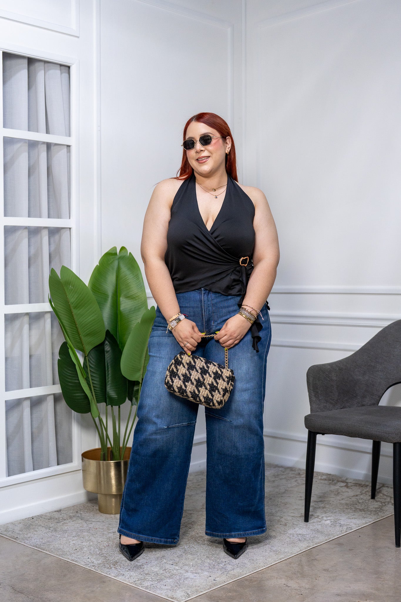 Blusa Curvy Cuello Halter Lycra Premium Stretch Femenina