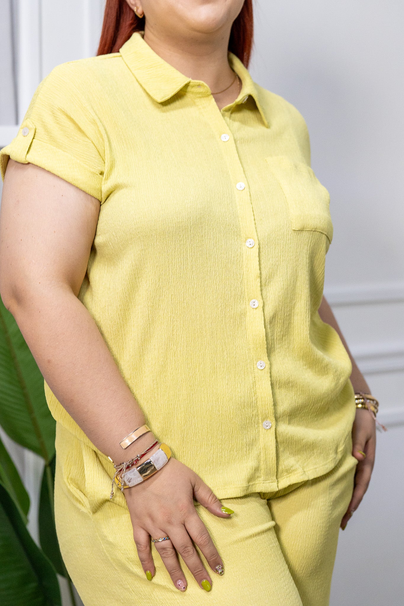 Conjunto Curvy 2 Piezas Tela Ligera Camisa Pantalón Versátil