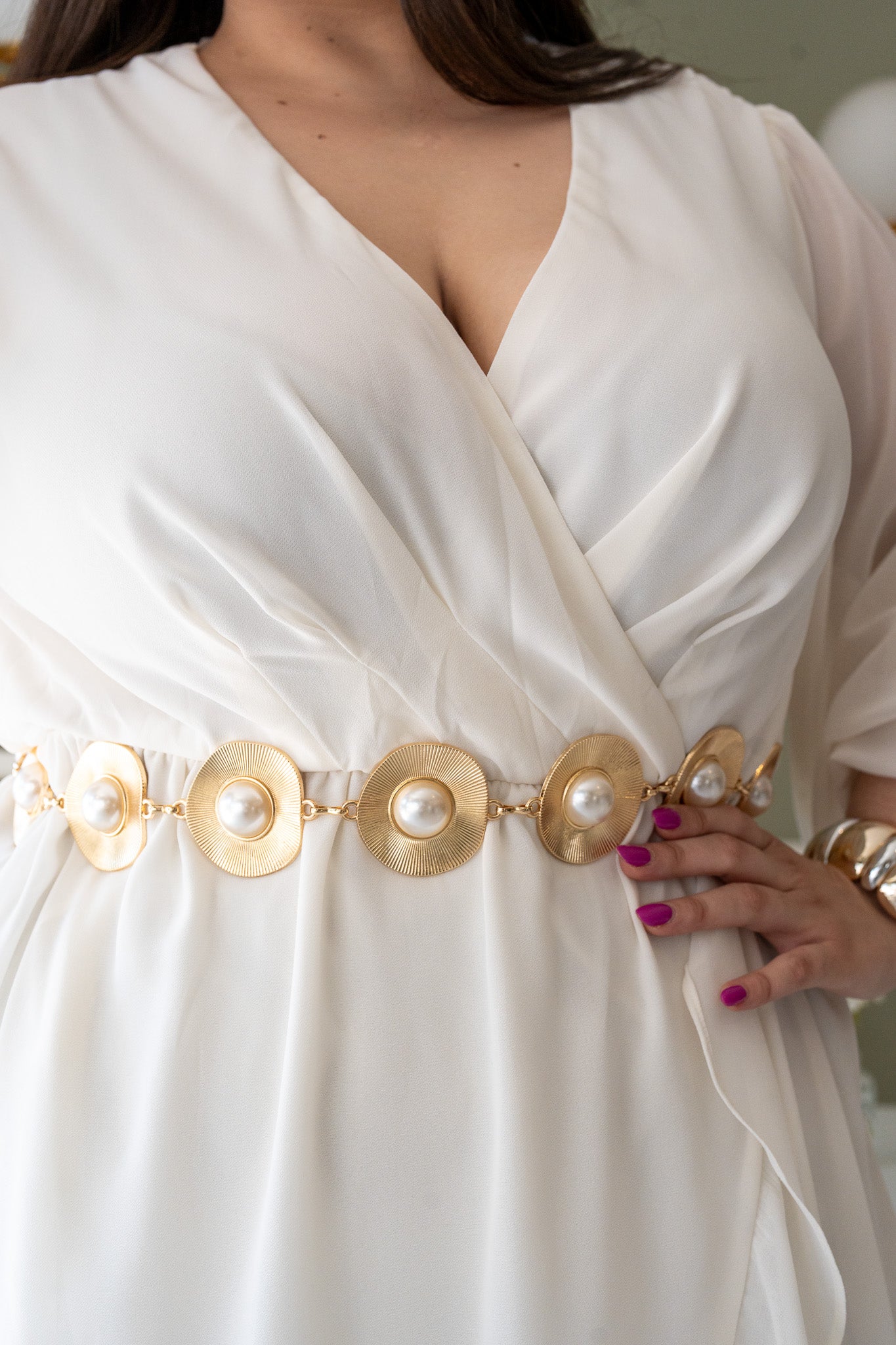 Vestido Curvy Cóctel Gasa con Forro Color Ivory Statement