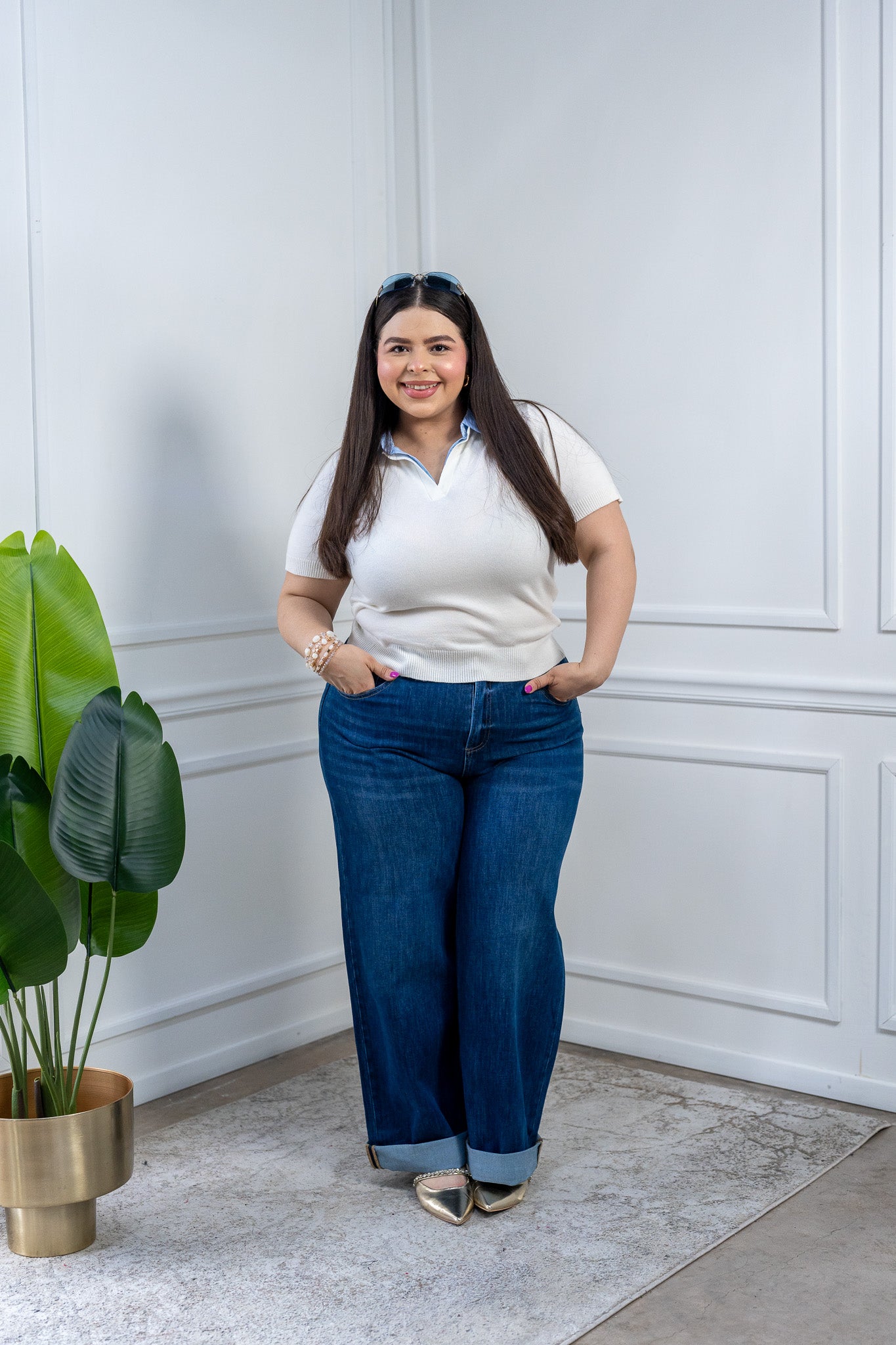 Jeans Curvy Barrel Tiro Alto Denim Pierna Curva Estilizadora