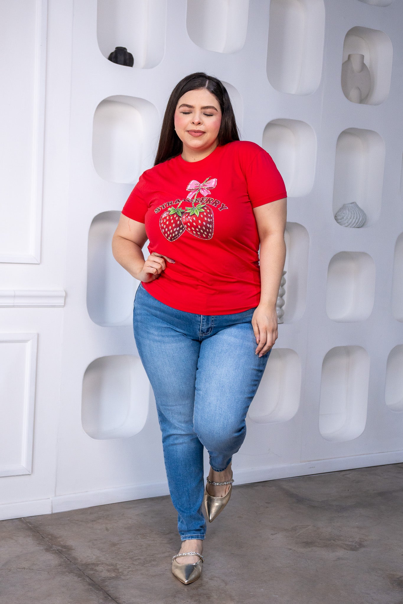 Playera Plus Size Strawberry Roja