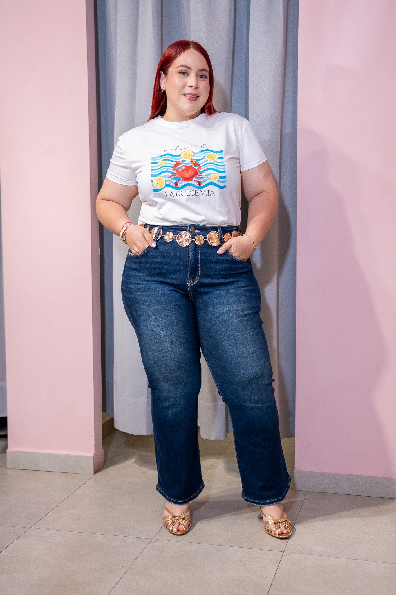 Playera La Dolce Vita Blanca Plus Size para Mujer