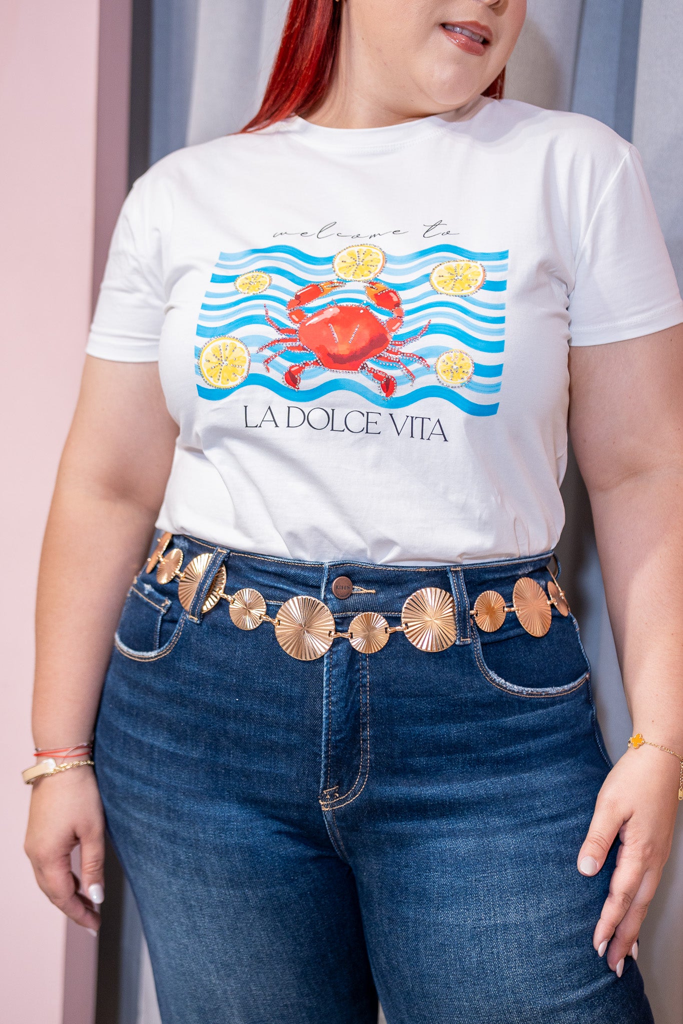 Playera La Dolce Vita Blanca Plus Size para Mujer