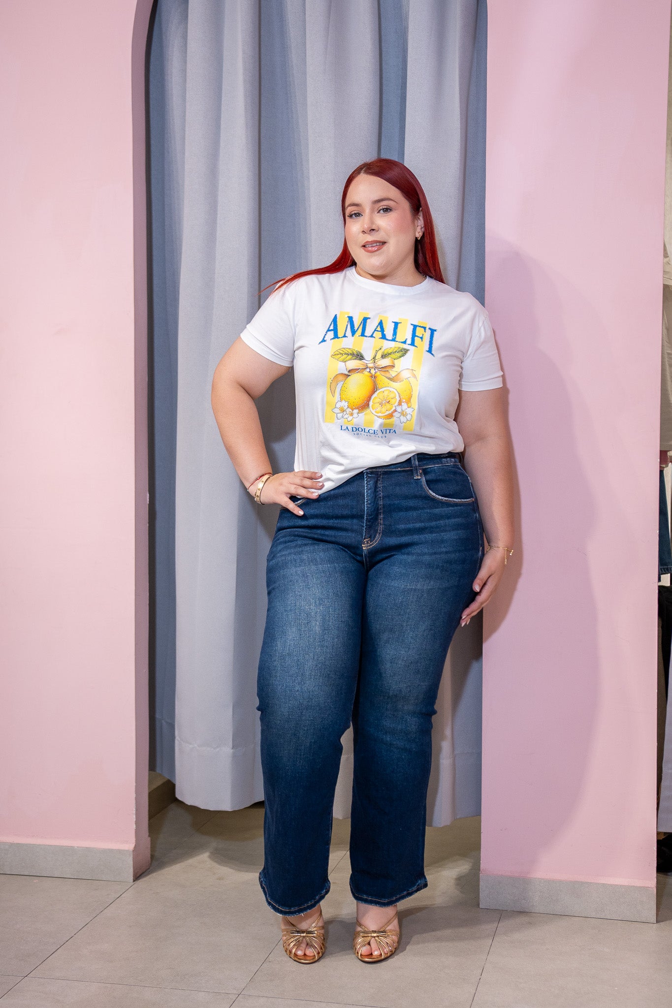 Playera Amalfi Blanca Plus Size para Mujer