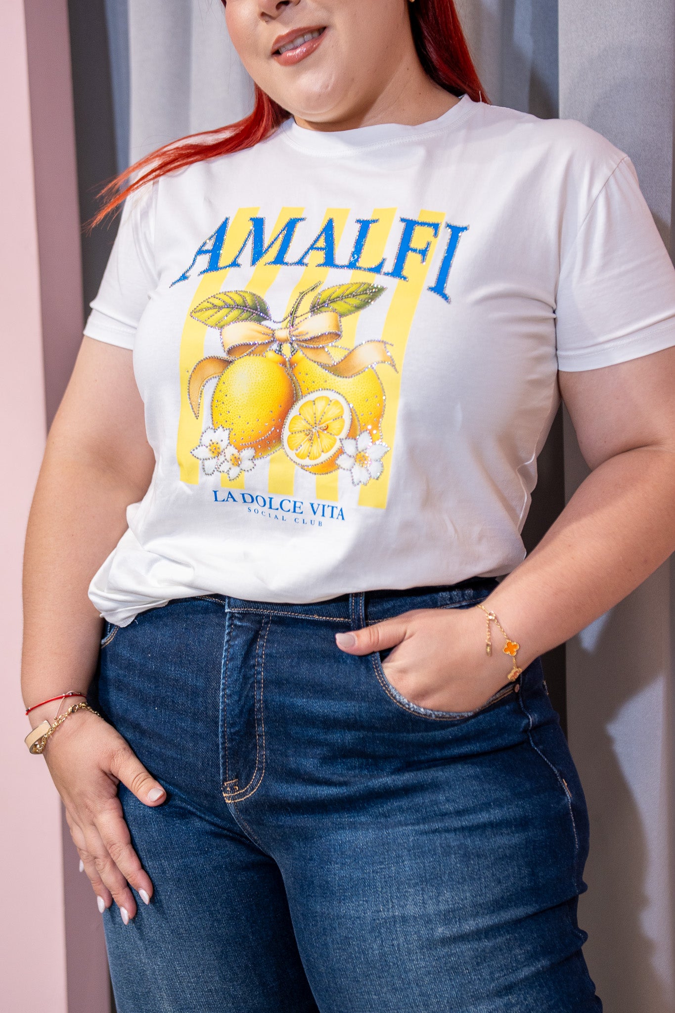 Playera Amalfi Blanca Plus Size para Mujer