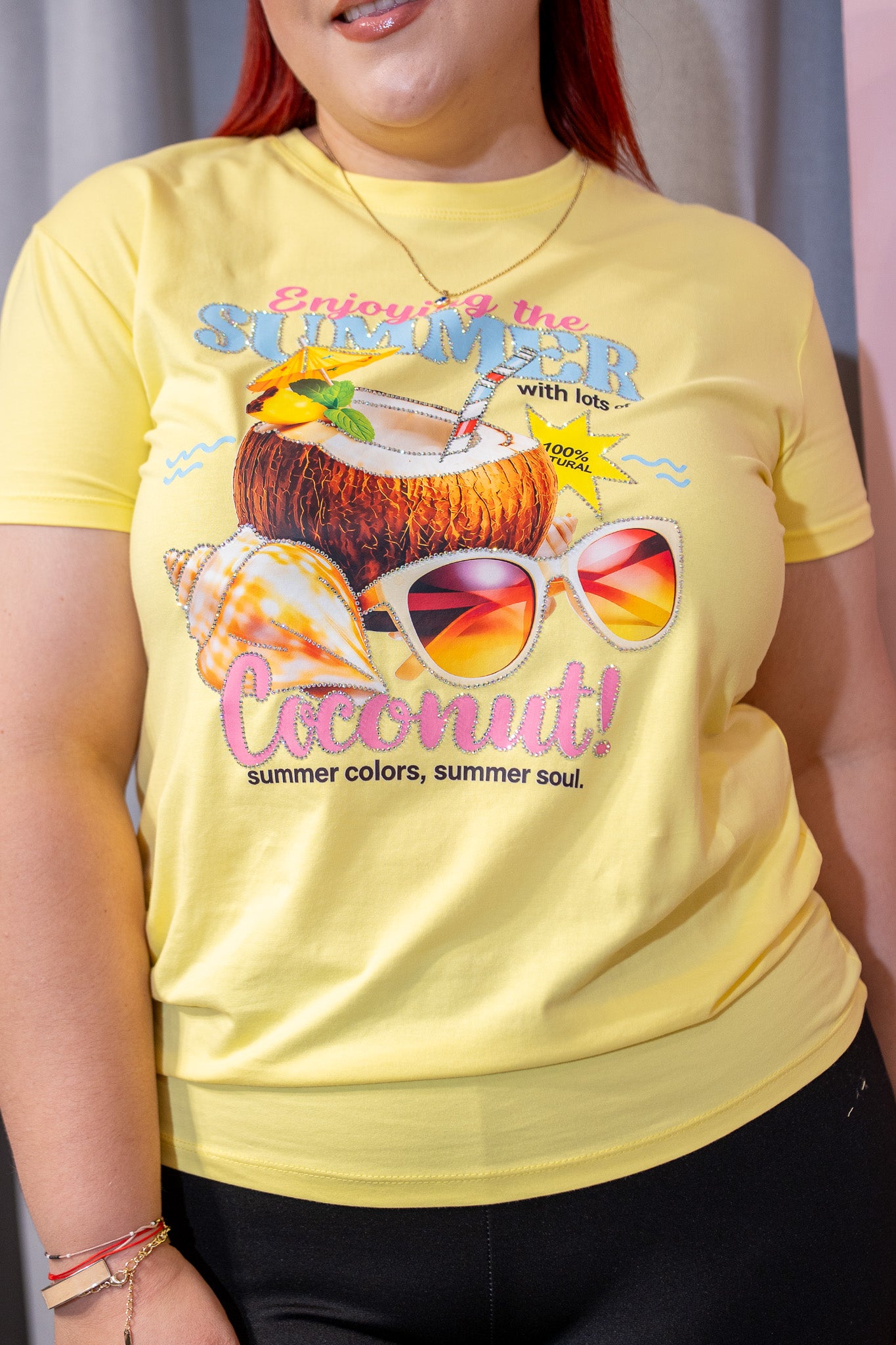 Playera Summer Coco Amarilla Plus Size para Mujer