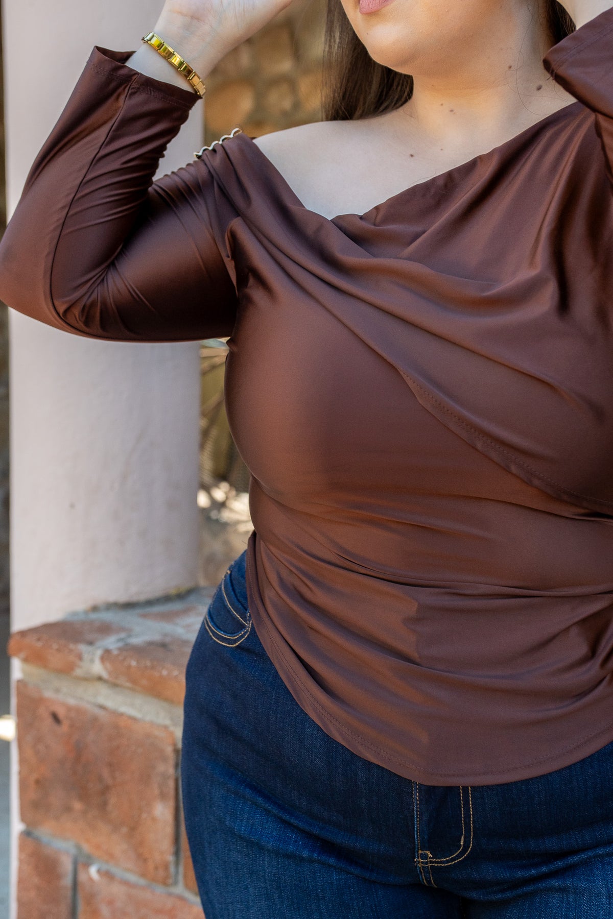 Blusa con capa satin moka
