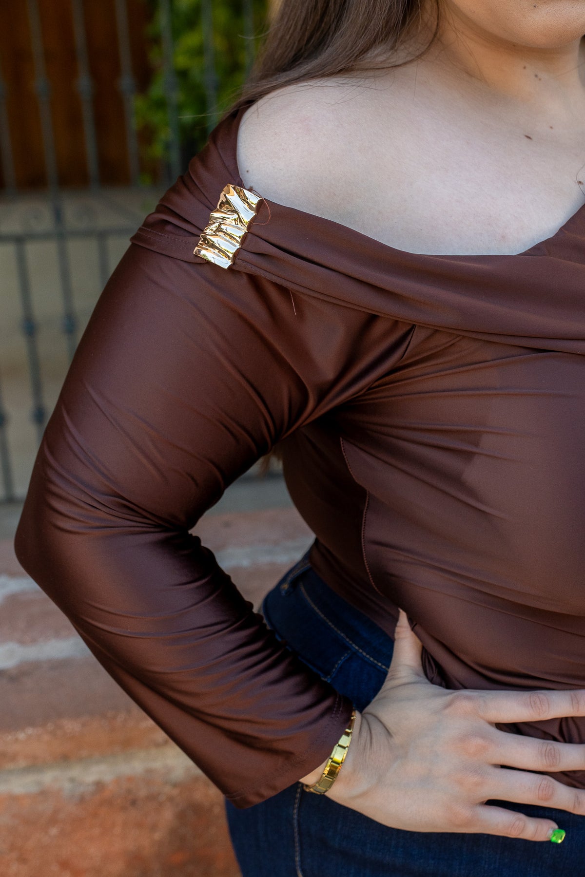 Blusa con capa satin moka