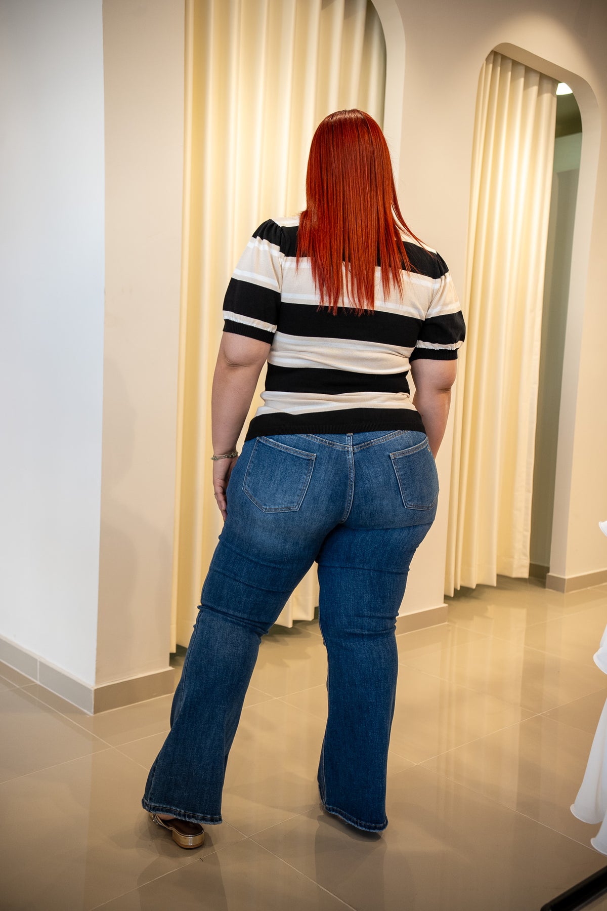 Blusa punto raya con cuello