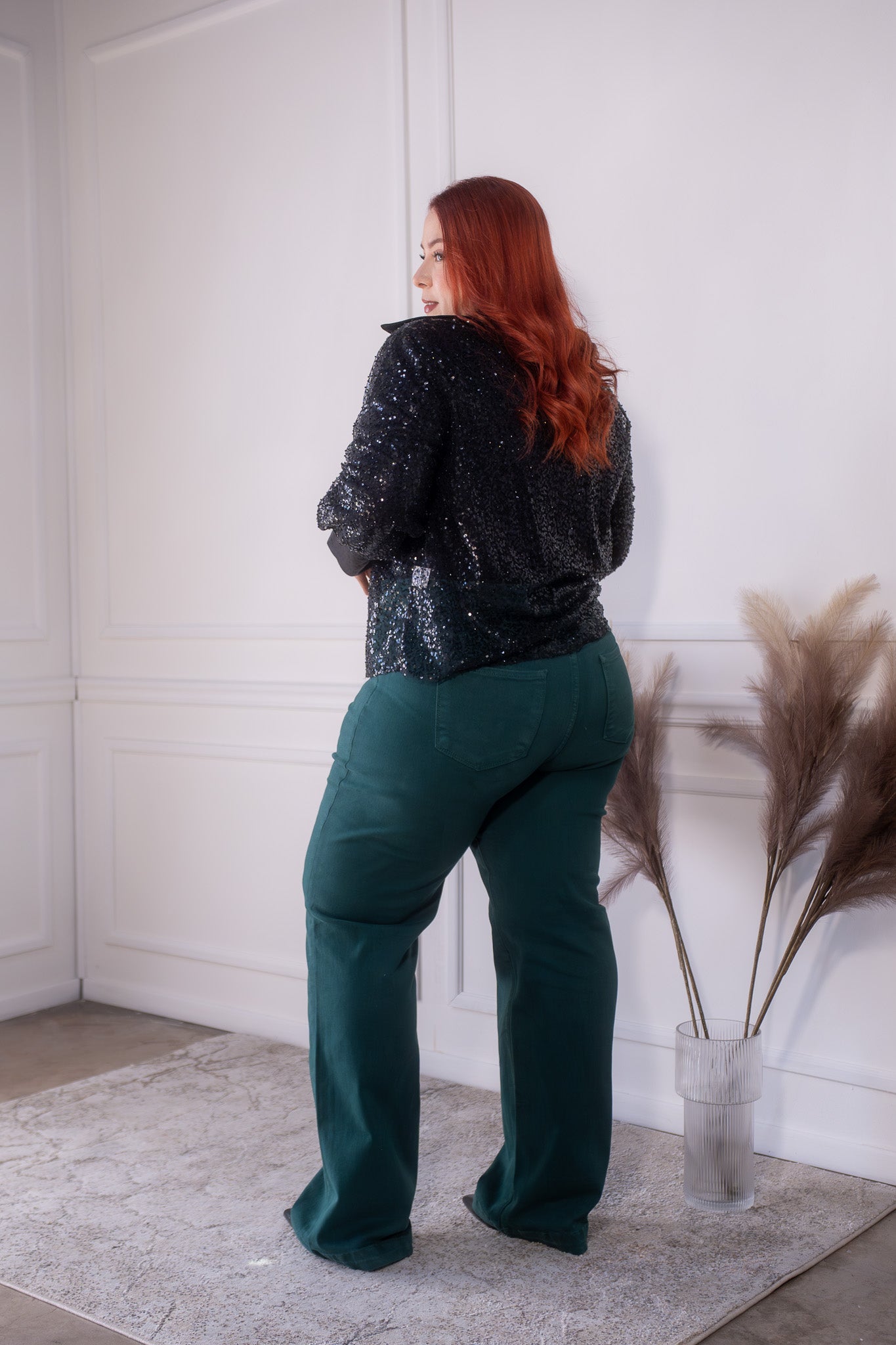 jeans recto liso verde