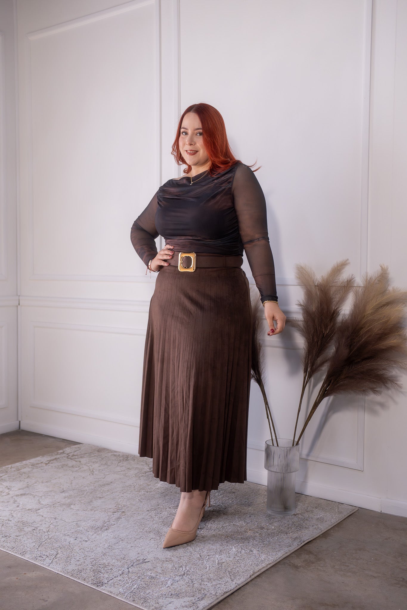 Blusa mesh marmol cafe