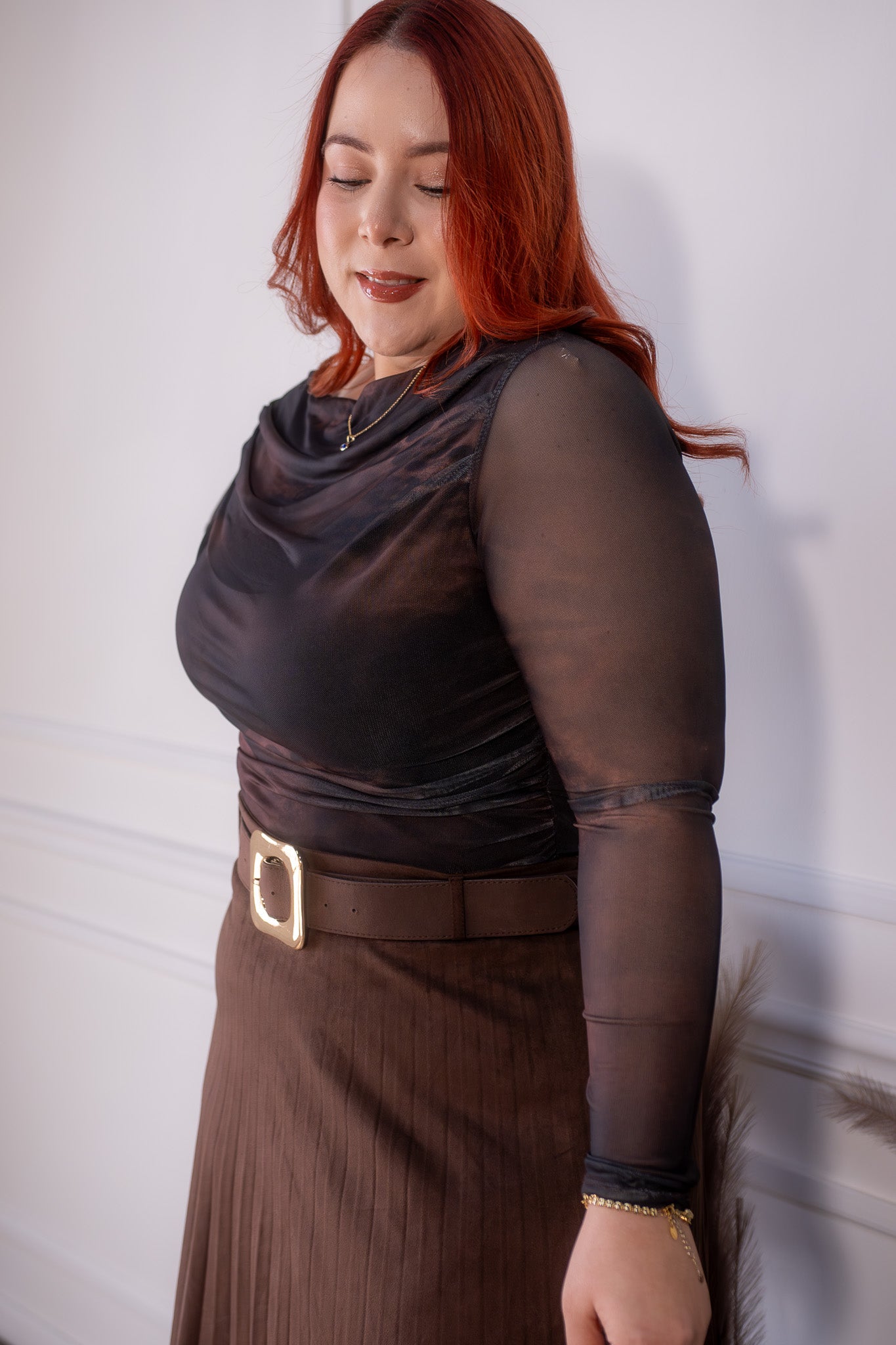 Blusa mesh marmol cafe