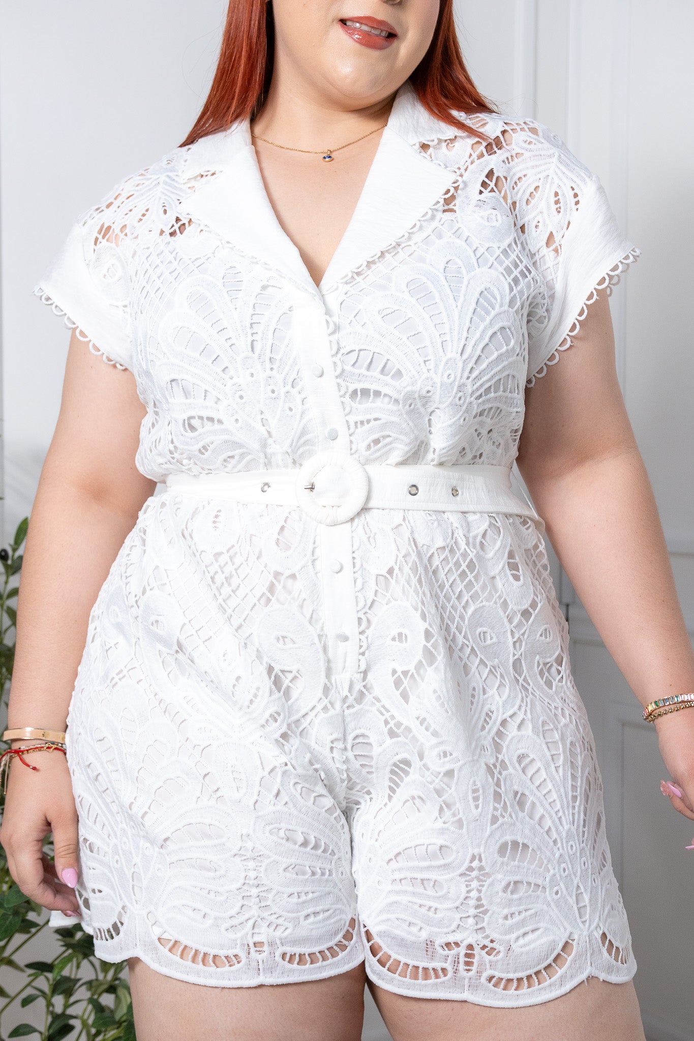 Jumper encaje c/cinto bco