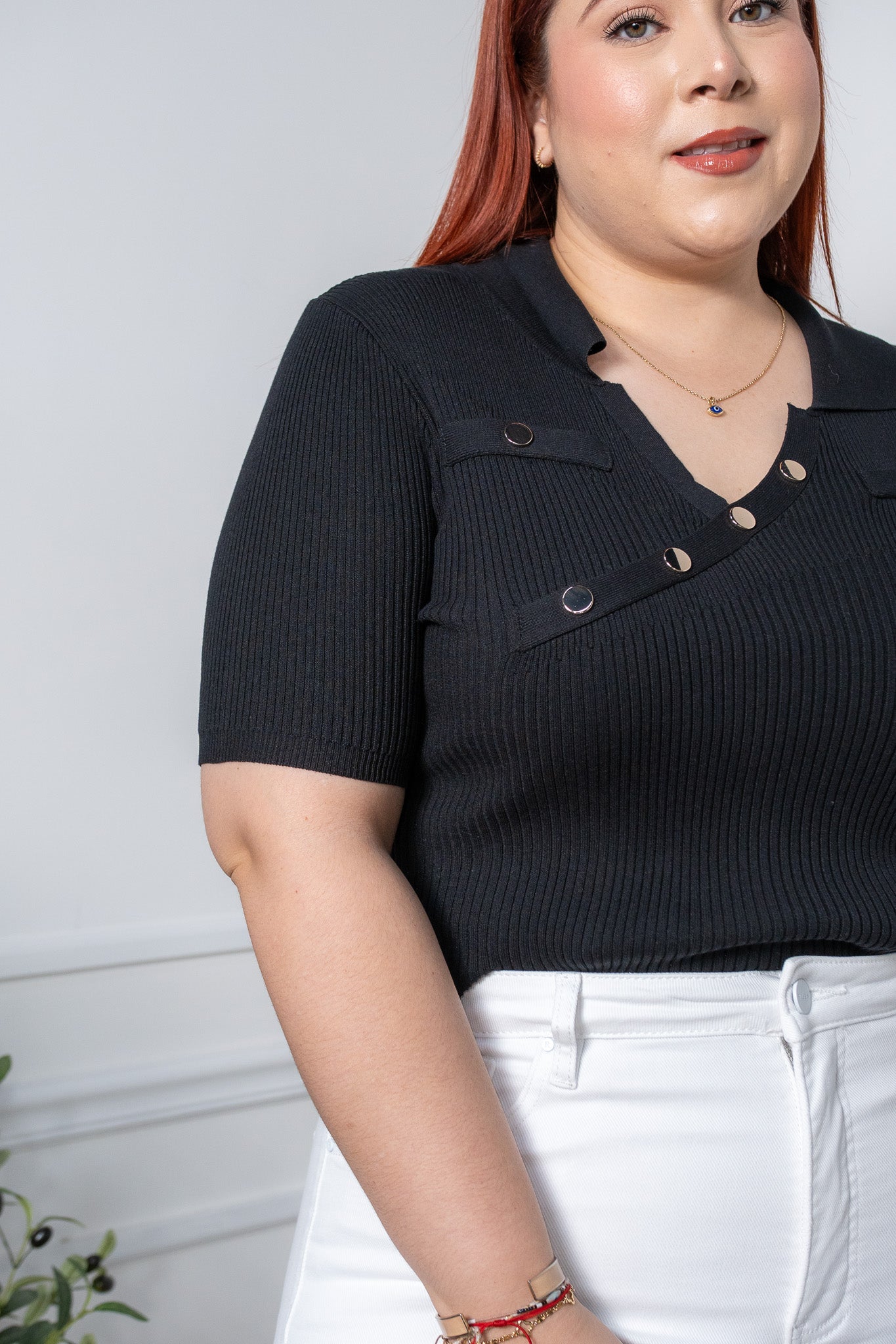 Blusa canalada c/botones negra