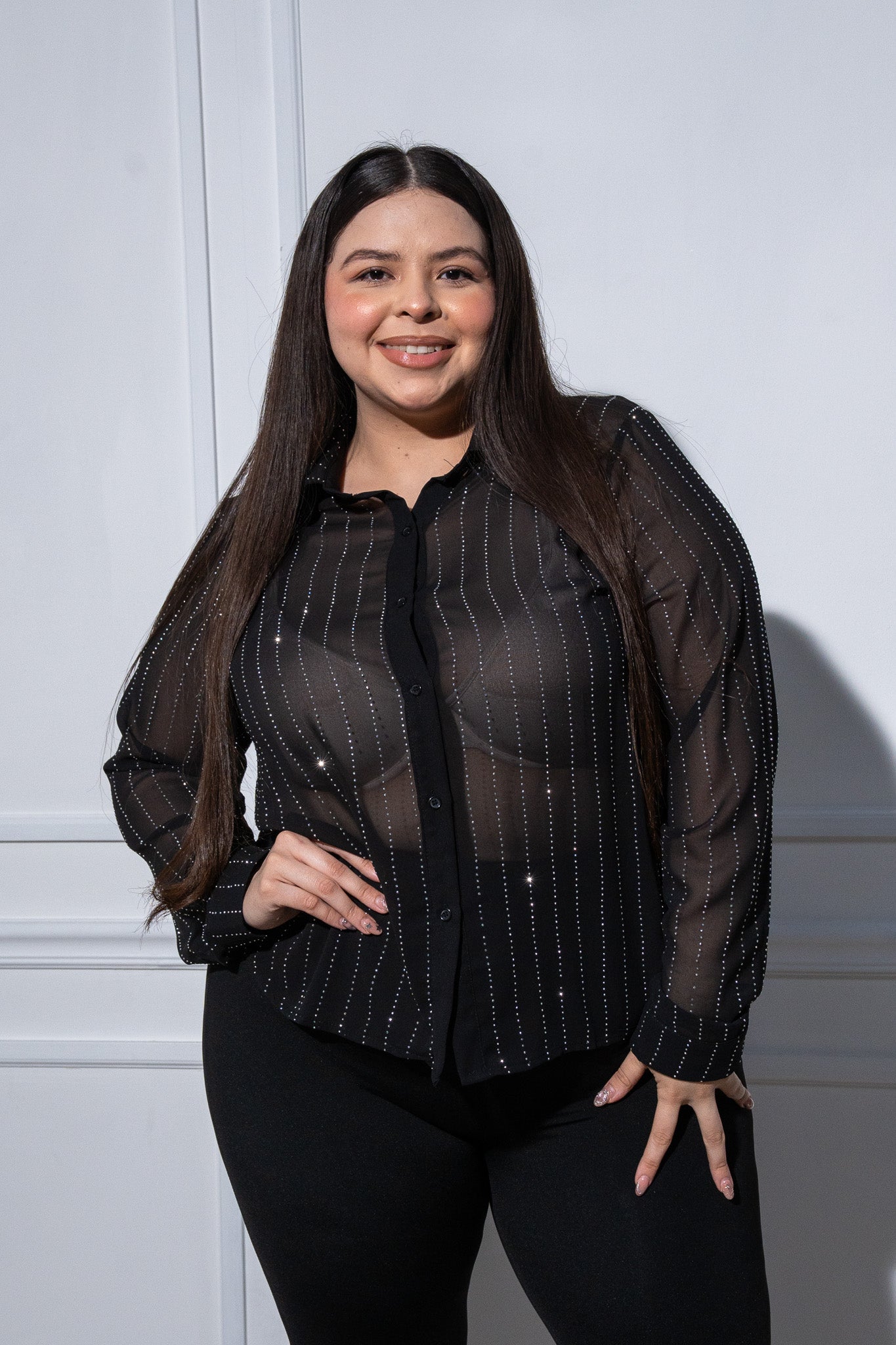 black chiffon blouse with sparkles