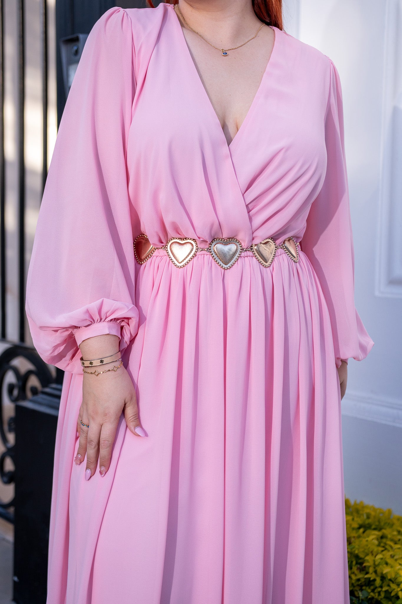 Maxi vestido c/lazo rosa