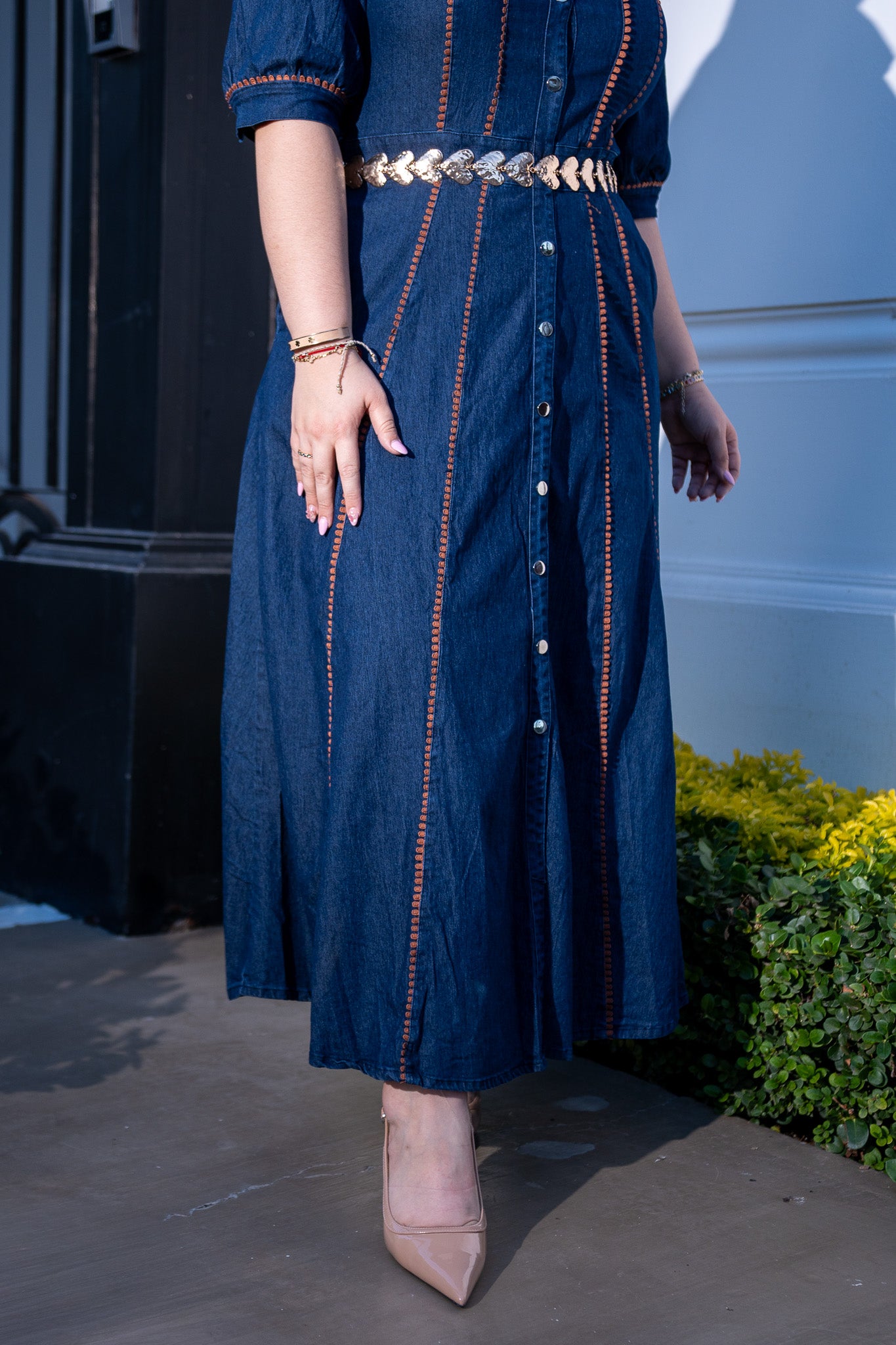 maxi vestido camisero denim