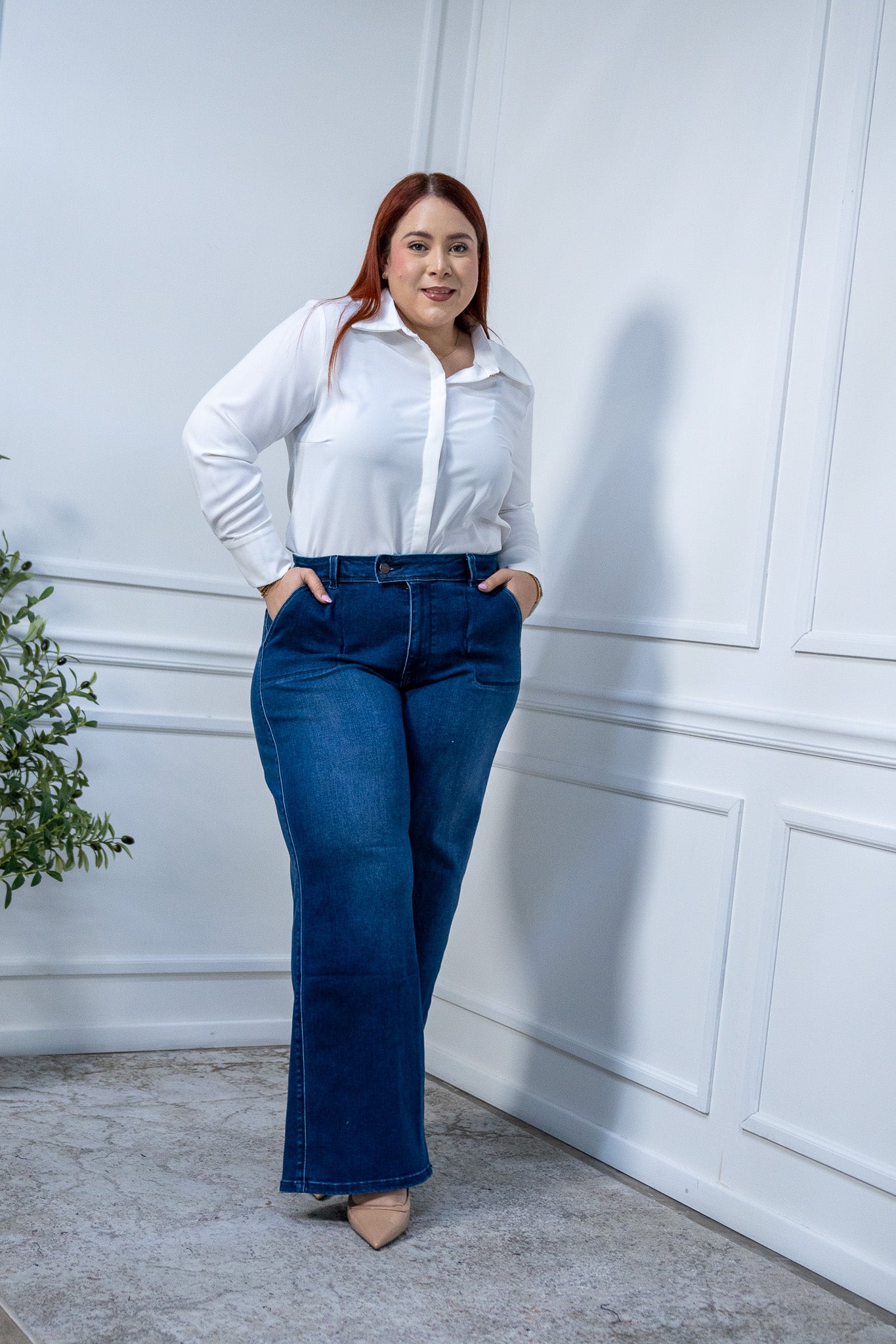 Jeans wide leg c/bolsa osc