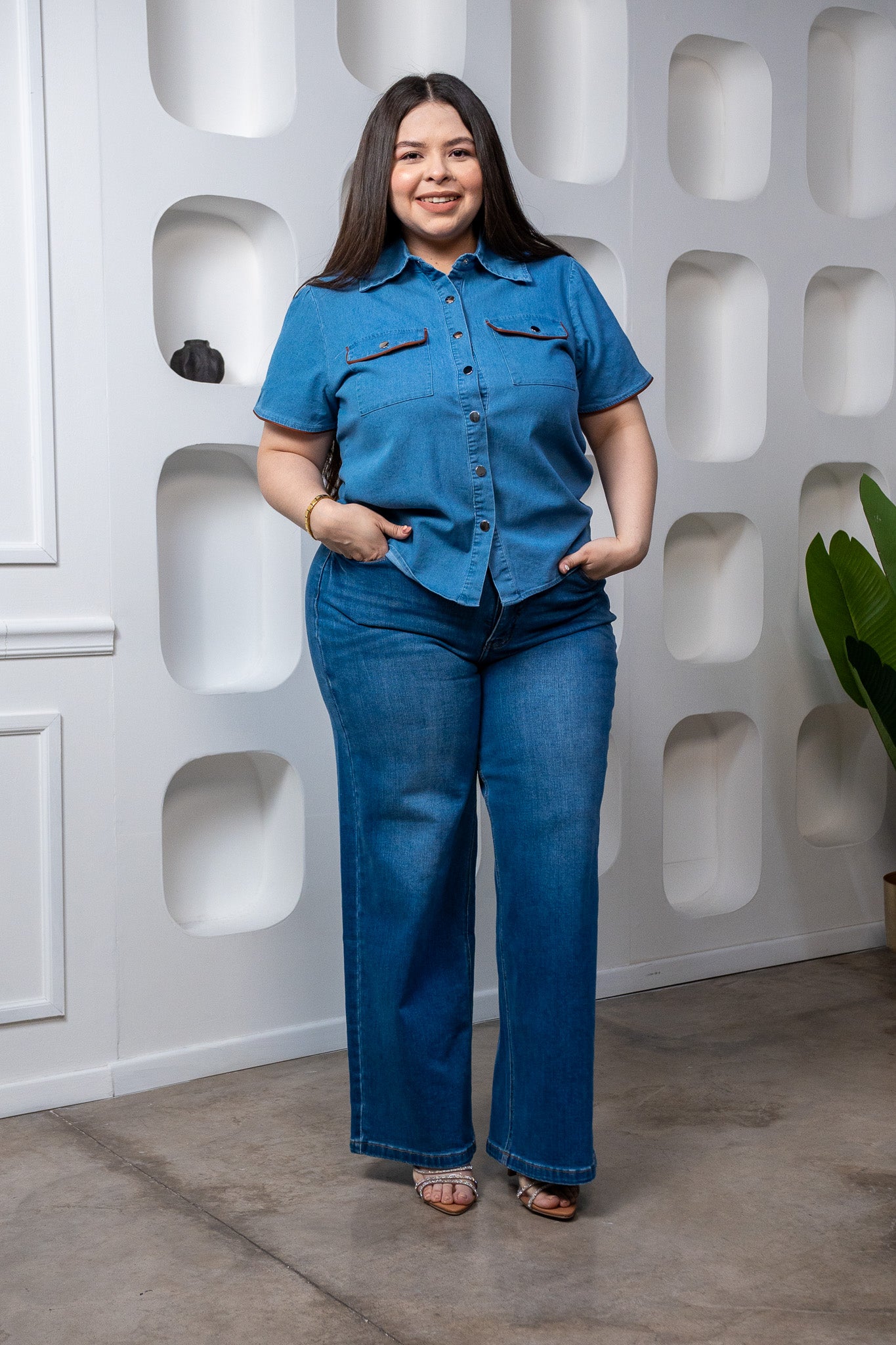 Camisa denim con cafe