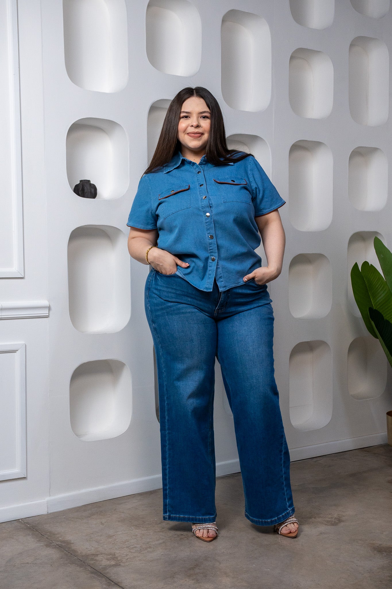 Camisa denim con cafe