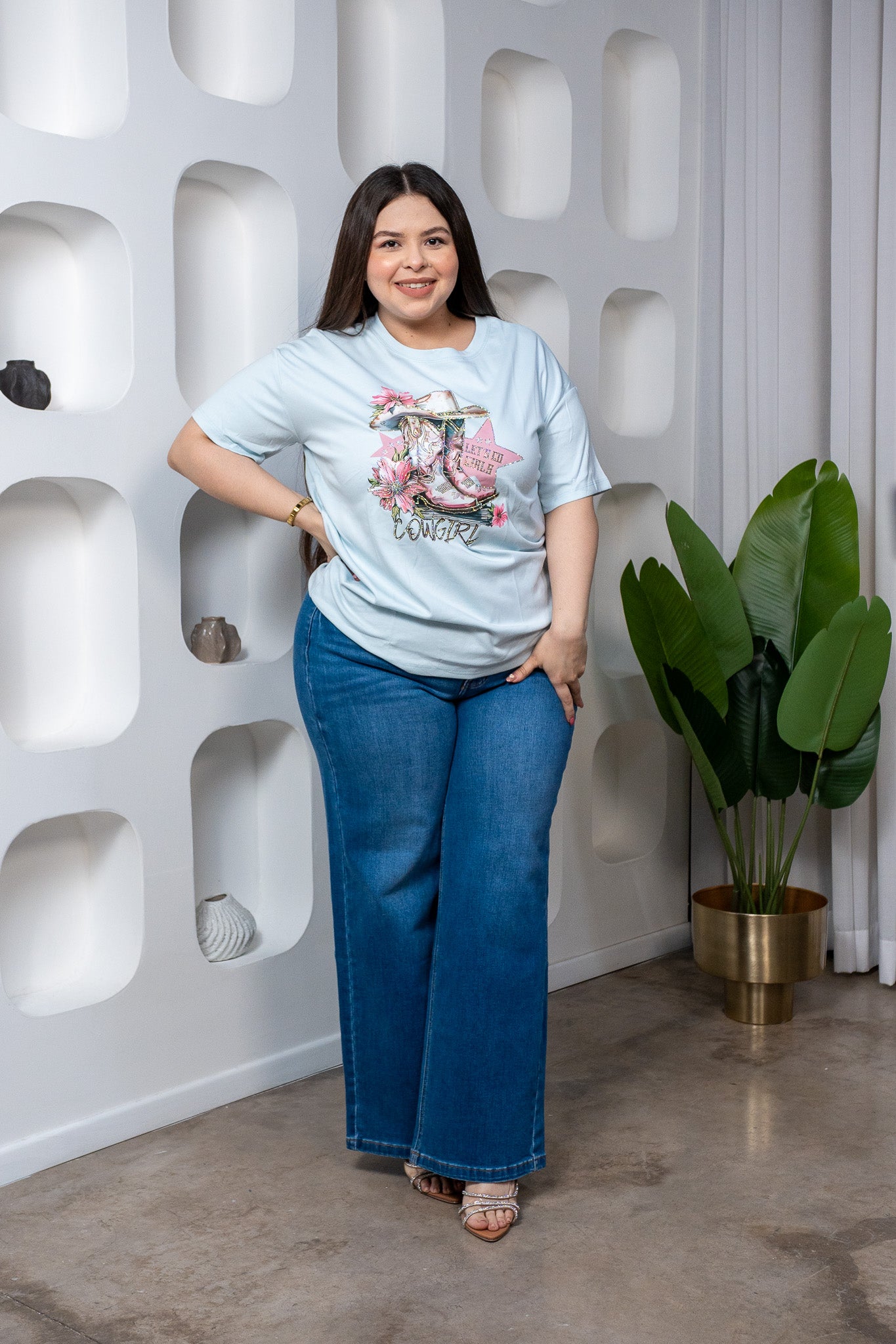 Dark plain wide leg jeans