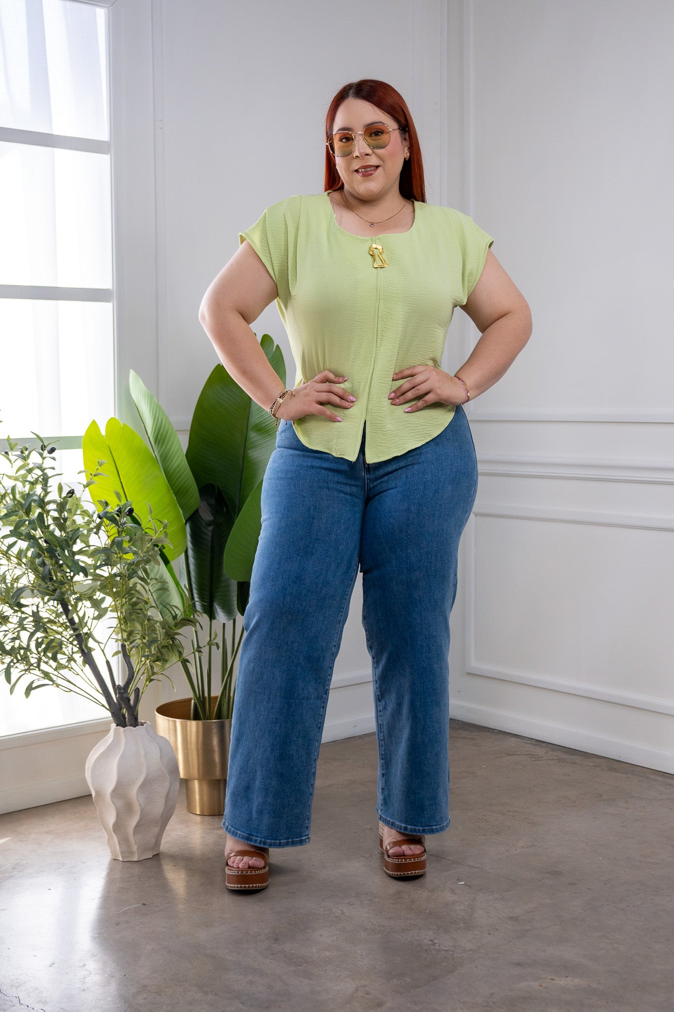 Blusa con detalle verde