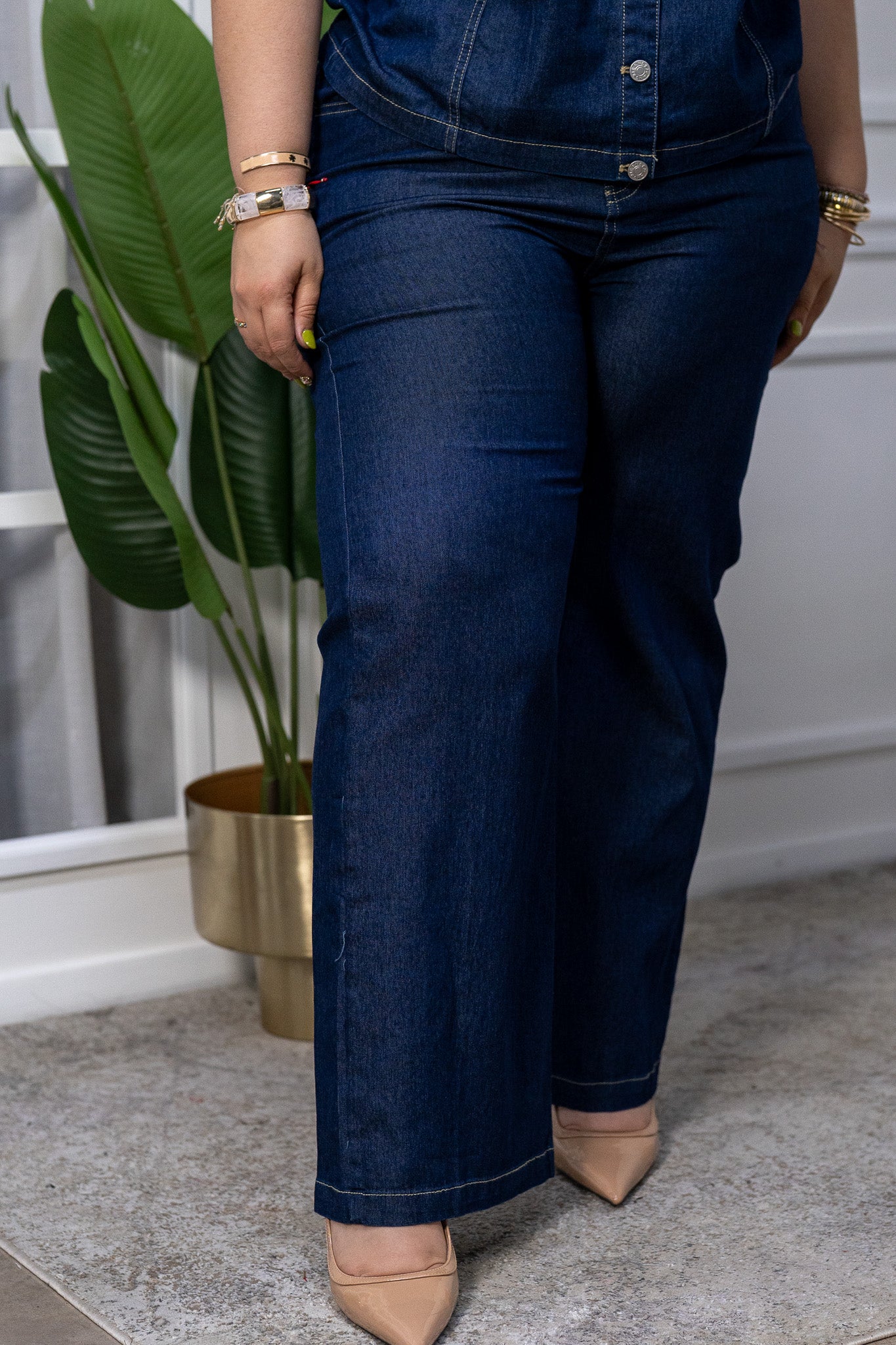 Conjunto Curvy Denim 2 Piezas Pantalón y Blusa Mezclilla Suave
