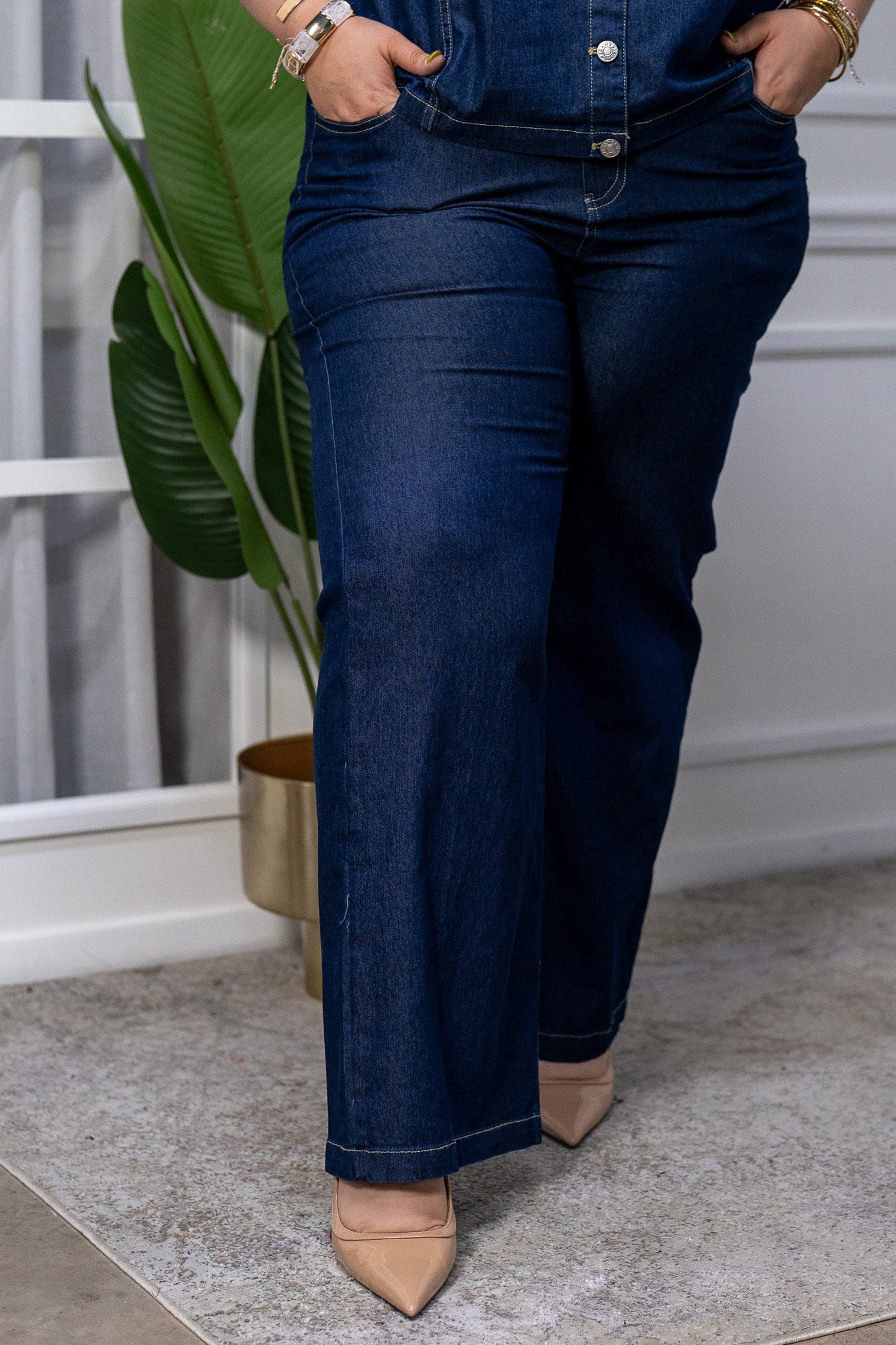 Conjunto Curvy Denim 2 Piezas Pantalón y Blusa Mezclilla Suave