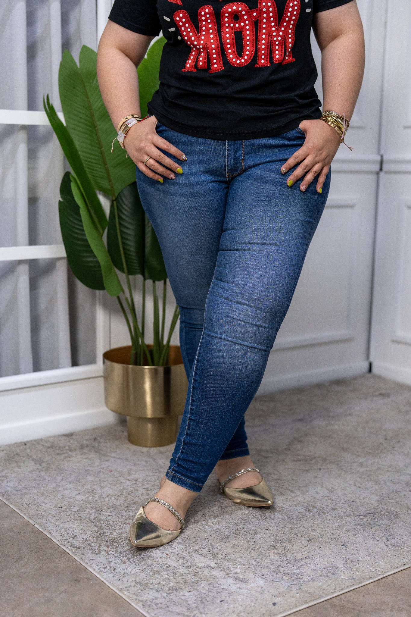 Jeans Skinny Curvy Azul Medio con Tiro Alto Estilizador | Denim Stretch