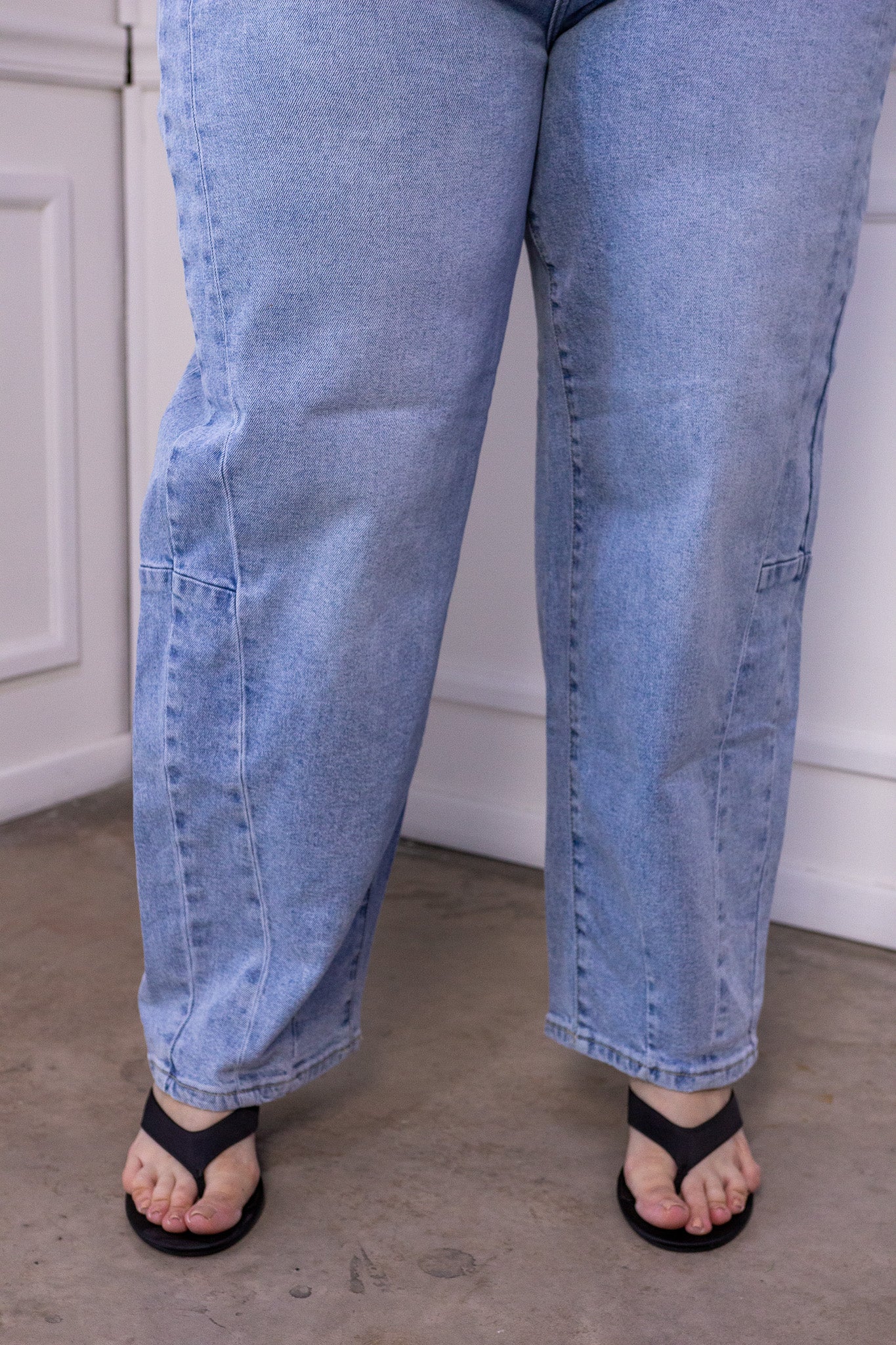 Jeans Curvy Barrel Cargo Bolsillos Azul Claro