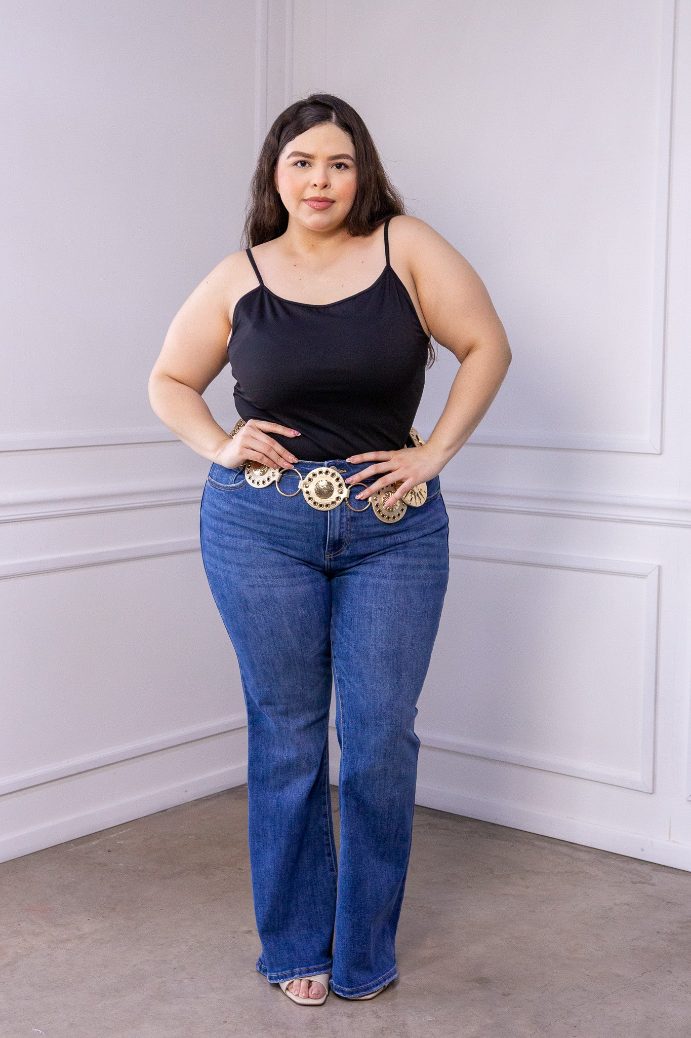 Blusa Curvy Tirantes Licra Negra Básica Esencial