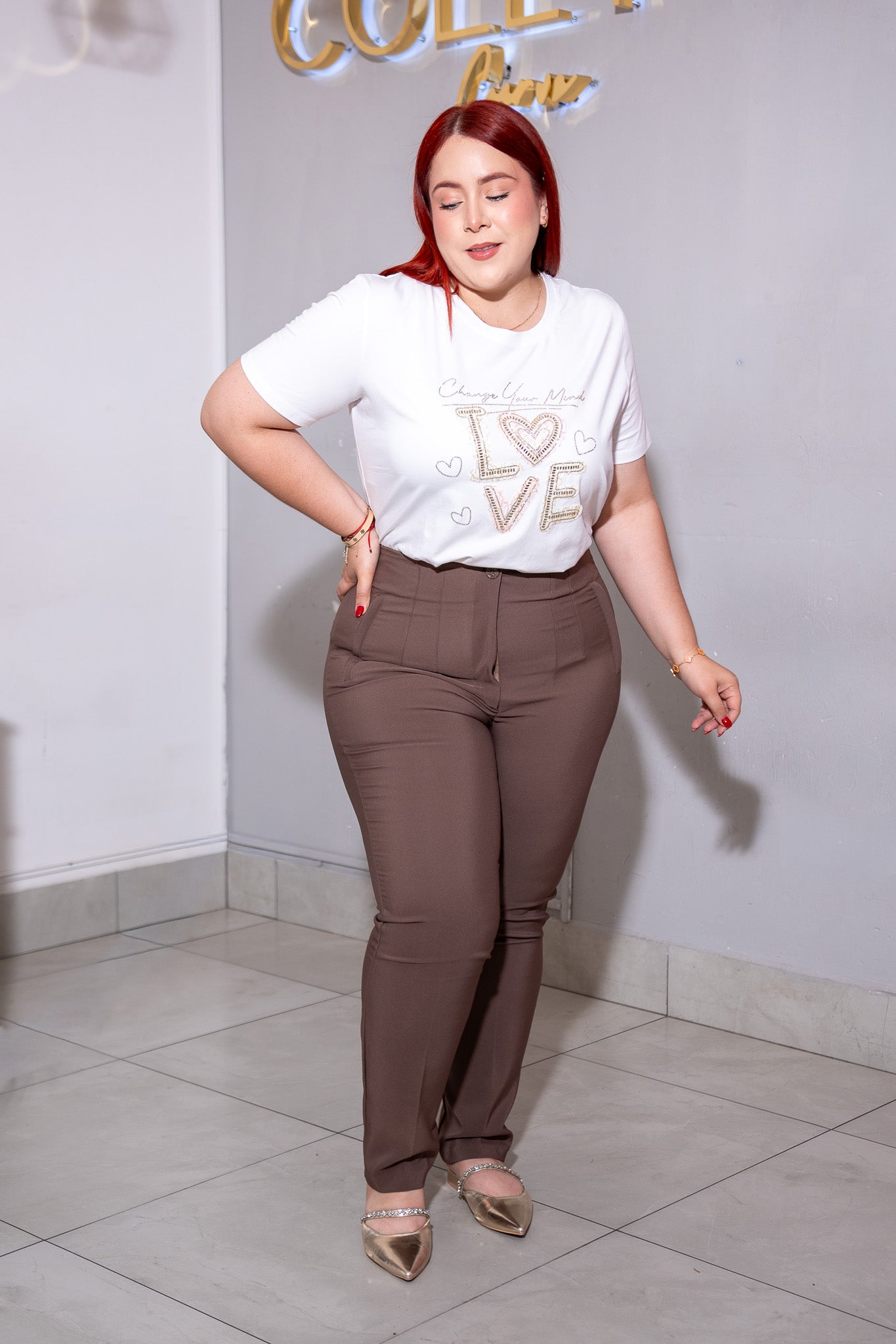 Zara-style mocha trousers