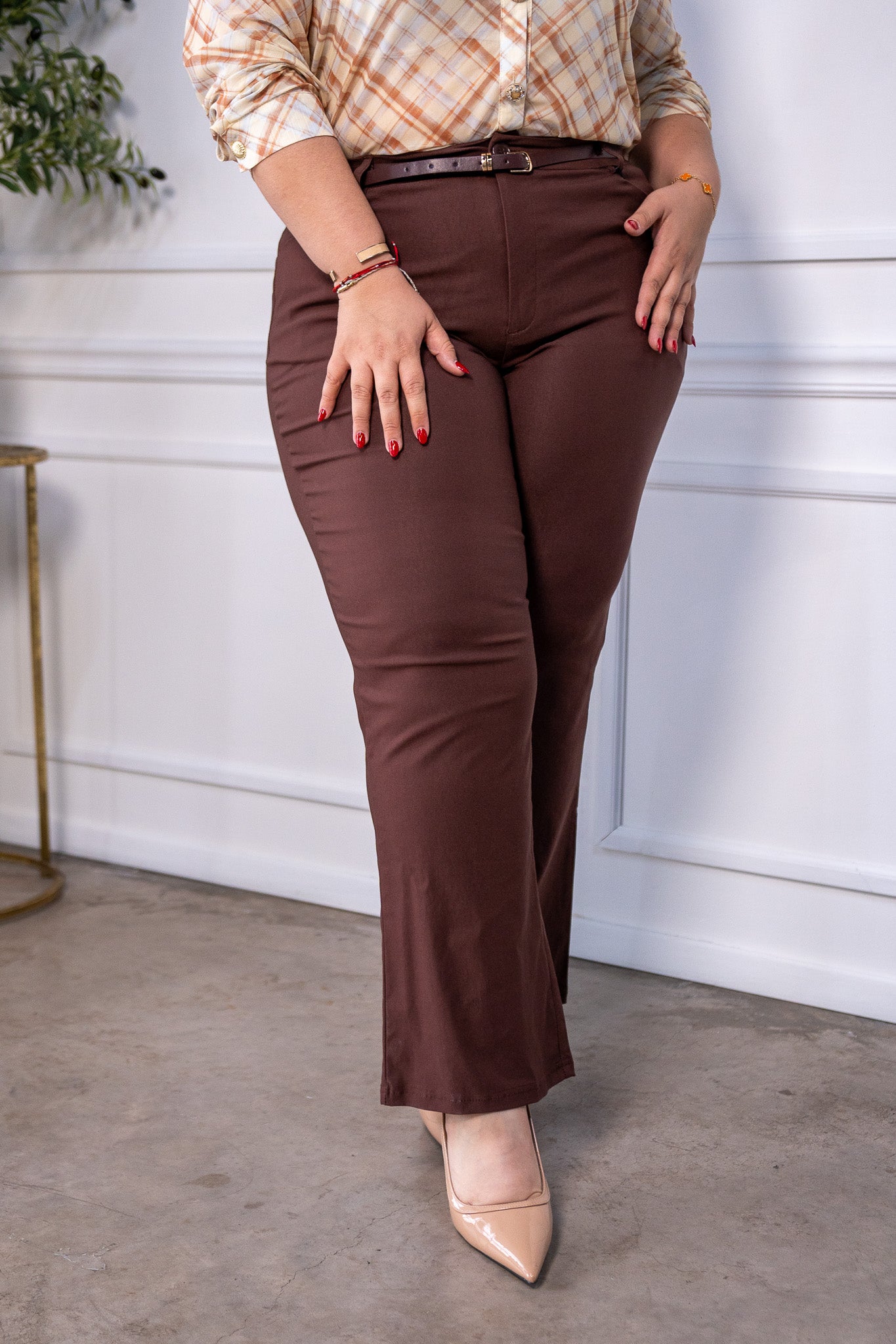 Brown dress pants with belt