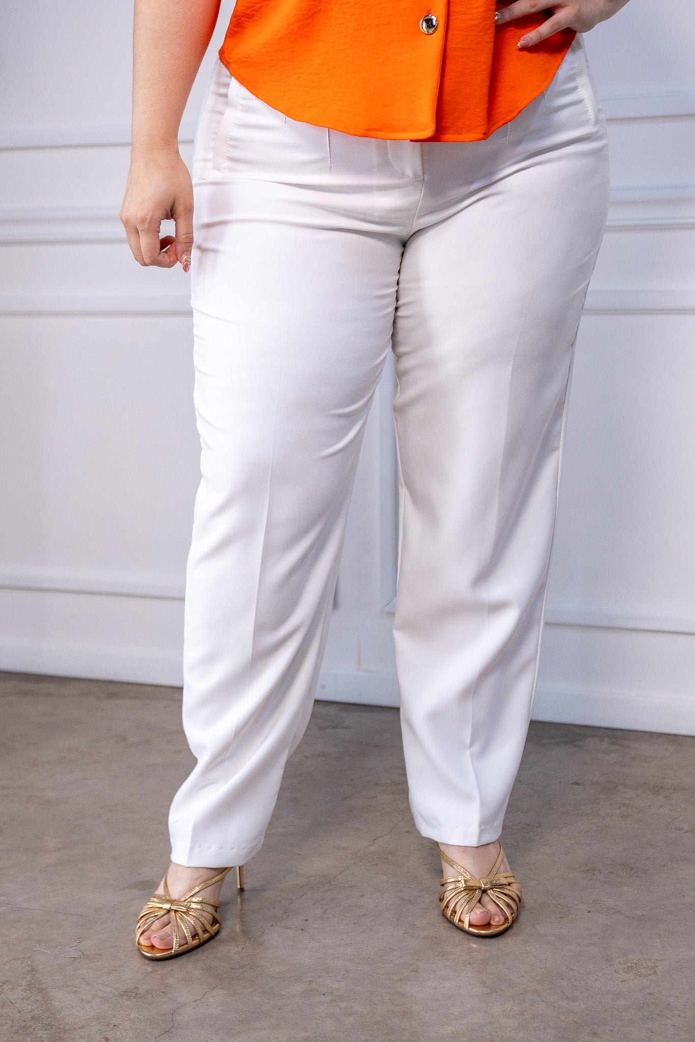 Set Curvy Camisa y Pantalon Wide Leg Naranja Vibrante