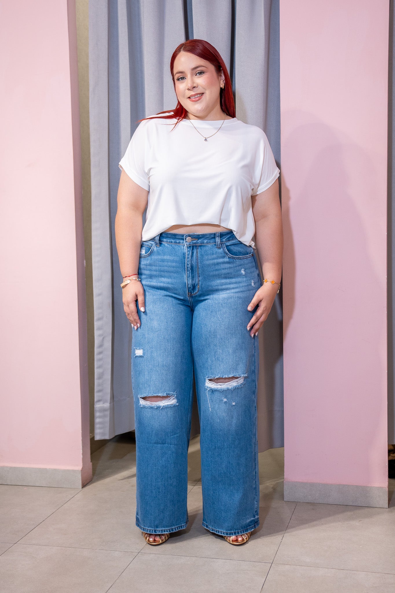 Blusa Curvy Licra Cuello Redondo Manga Corta