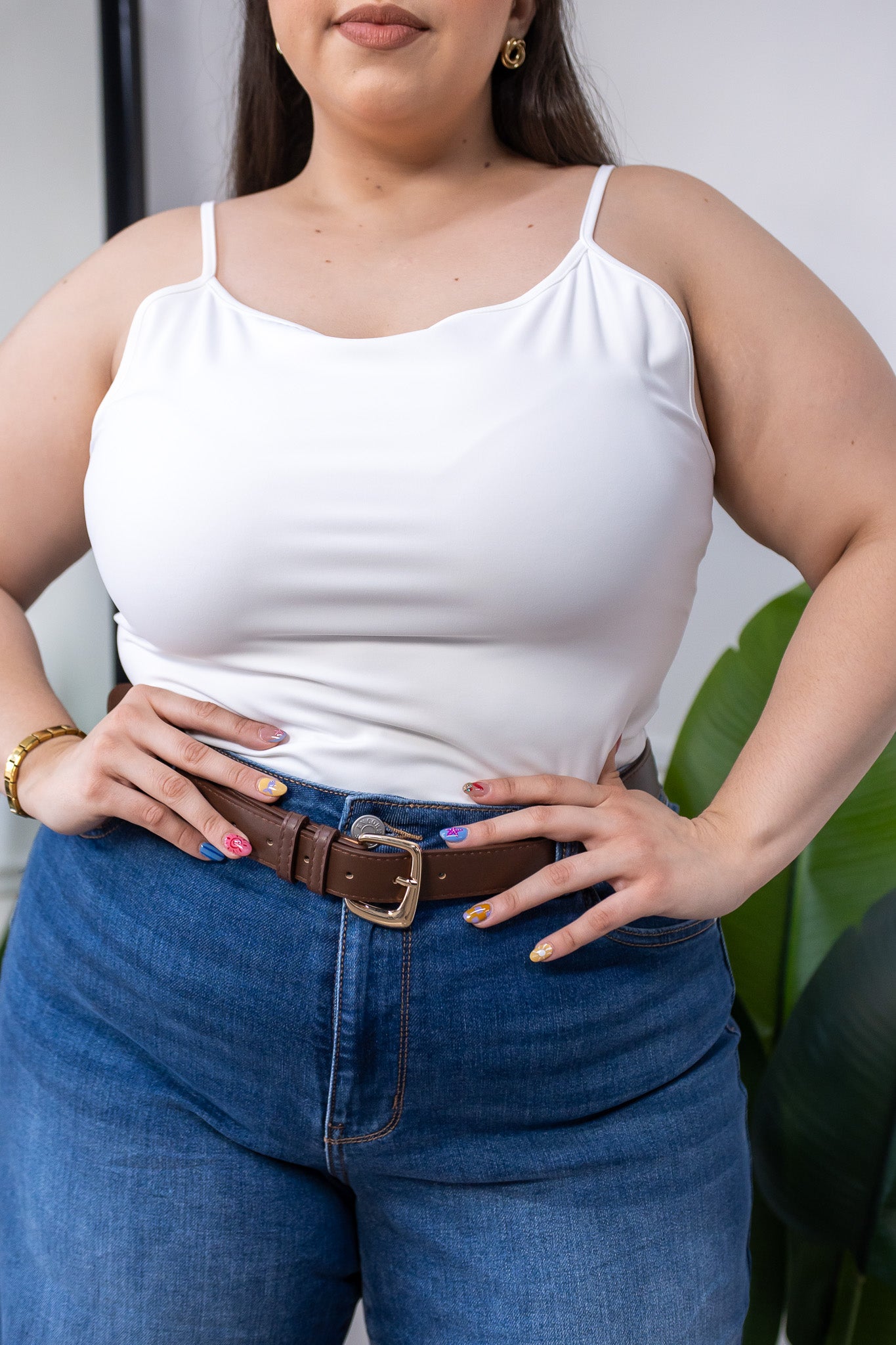 Blusa Curvy Básica Tirantes Licra Stretch Blanco