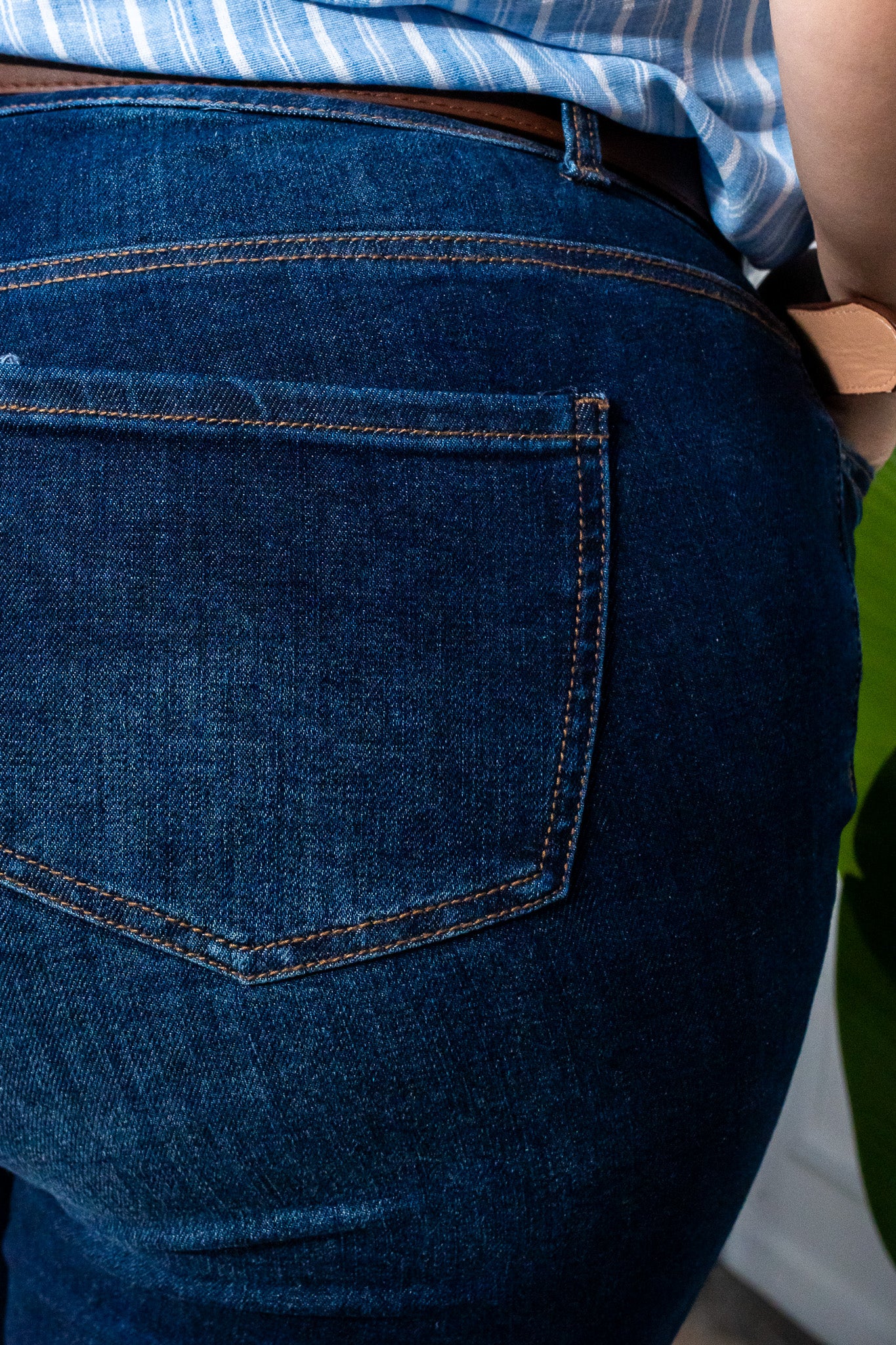 Jeans Skinny Curvy Cintura Alta Stretch Liso Azul Denim Oscuro