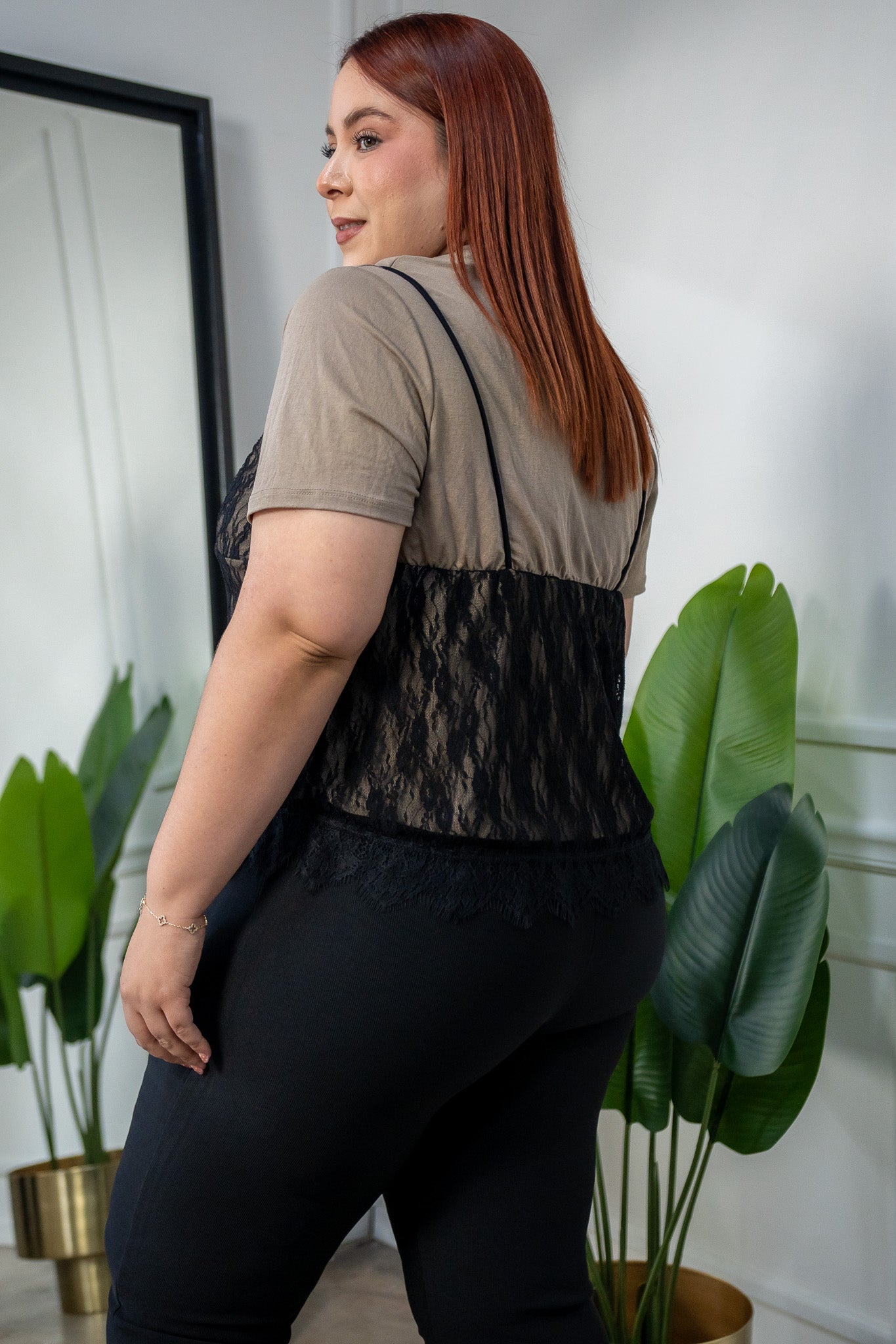 Blusa con Corset de Encaje Curvy Cafe