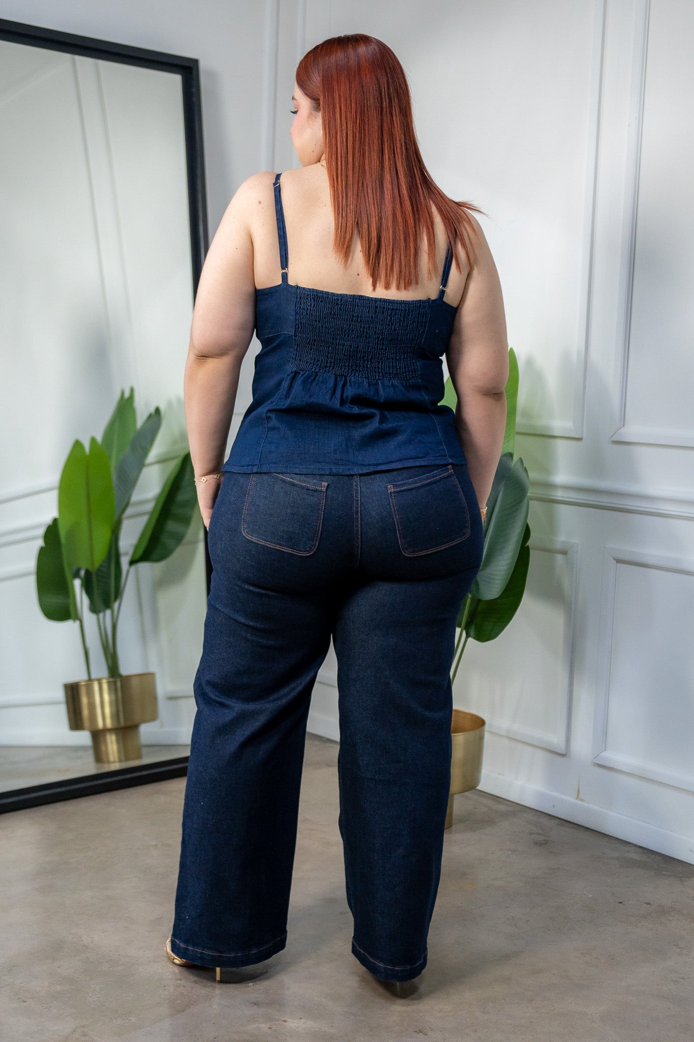 Jeans Wide Leg Linea Frontal Curvy Oscuro