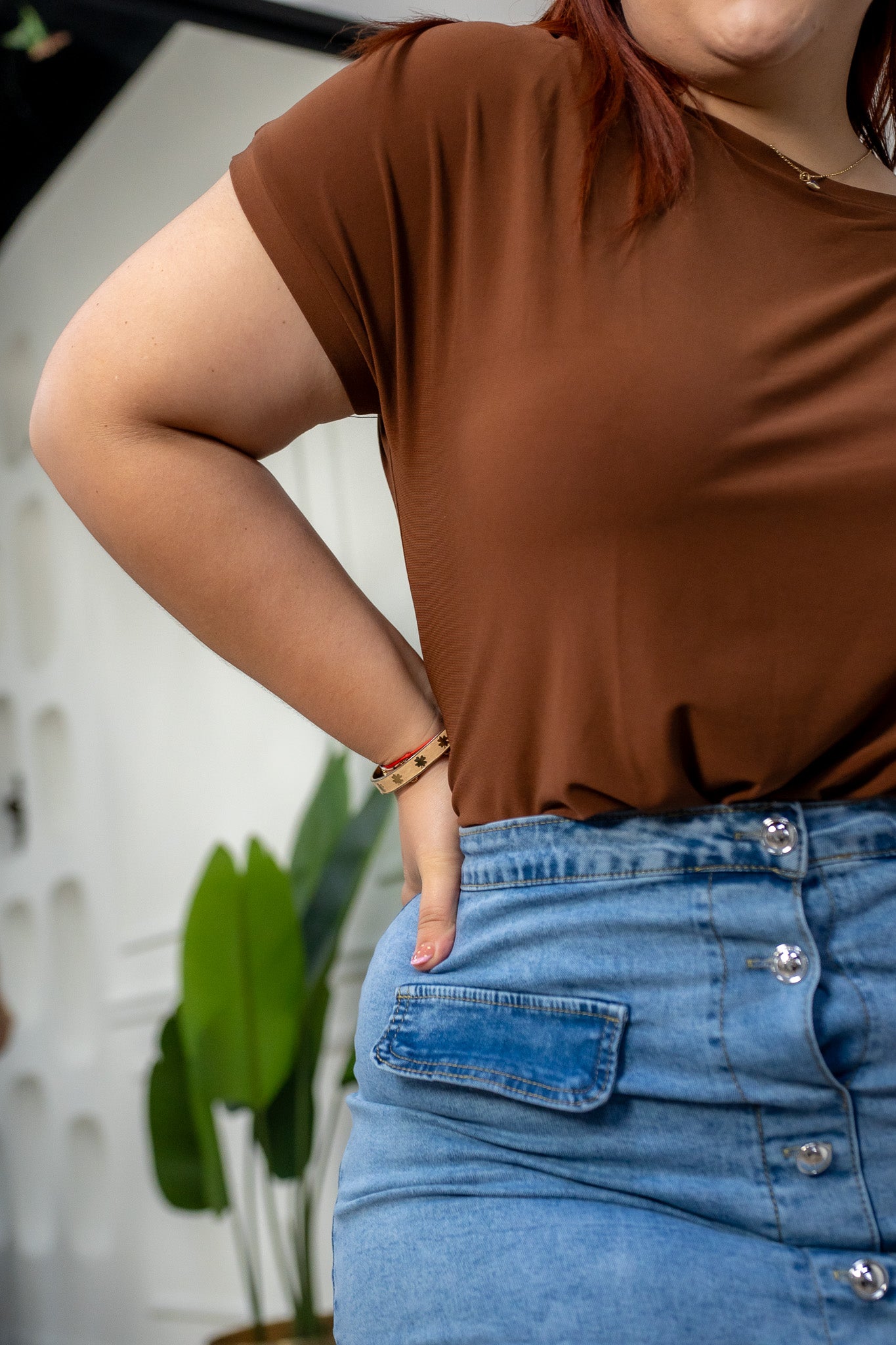 Falda Denim con Botones Curvy Claro
