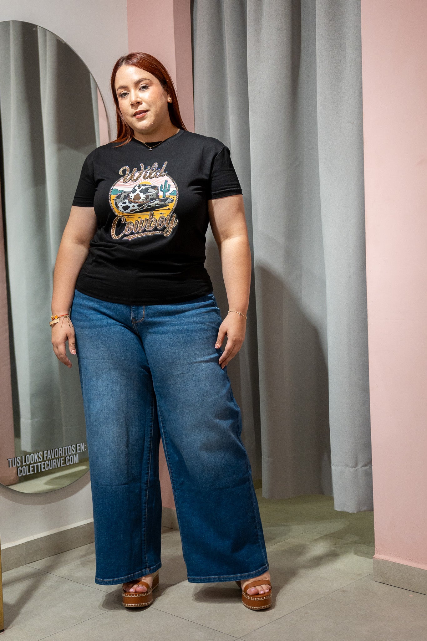 Playera Wild Cowvoy Curvy Negra