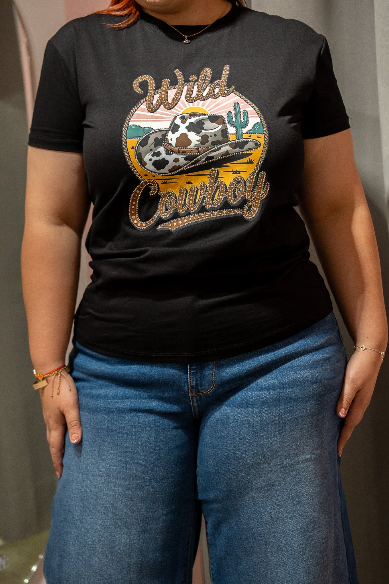Playera Wild Cowvoy Curvy Negra