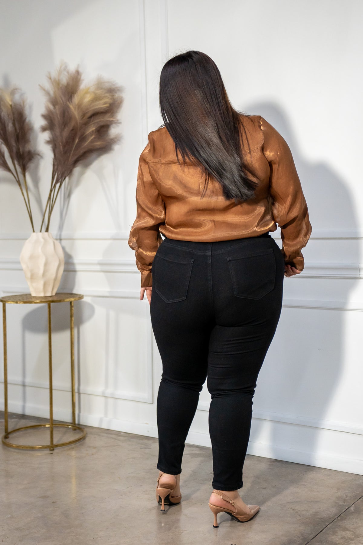 Jeans Skinny Curvy Negro Liso Ajuste Estiliza
