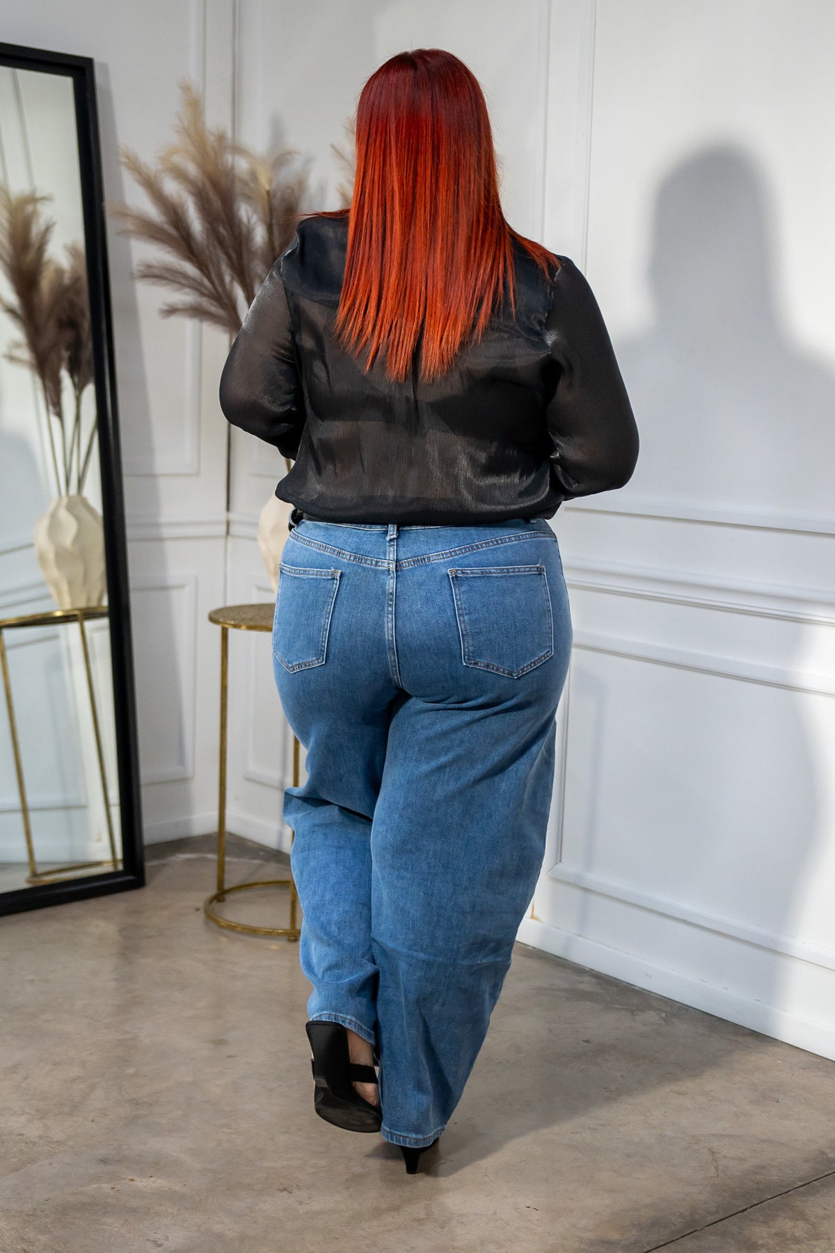 Jeans Curvy Botones Laterales Barrel Azul Claro